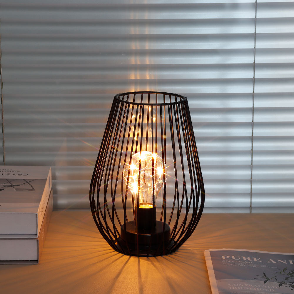 8'' Tall Cage ShapeTable Lamp Battery Lanterns-0