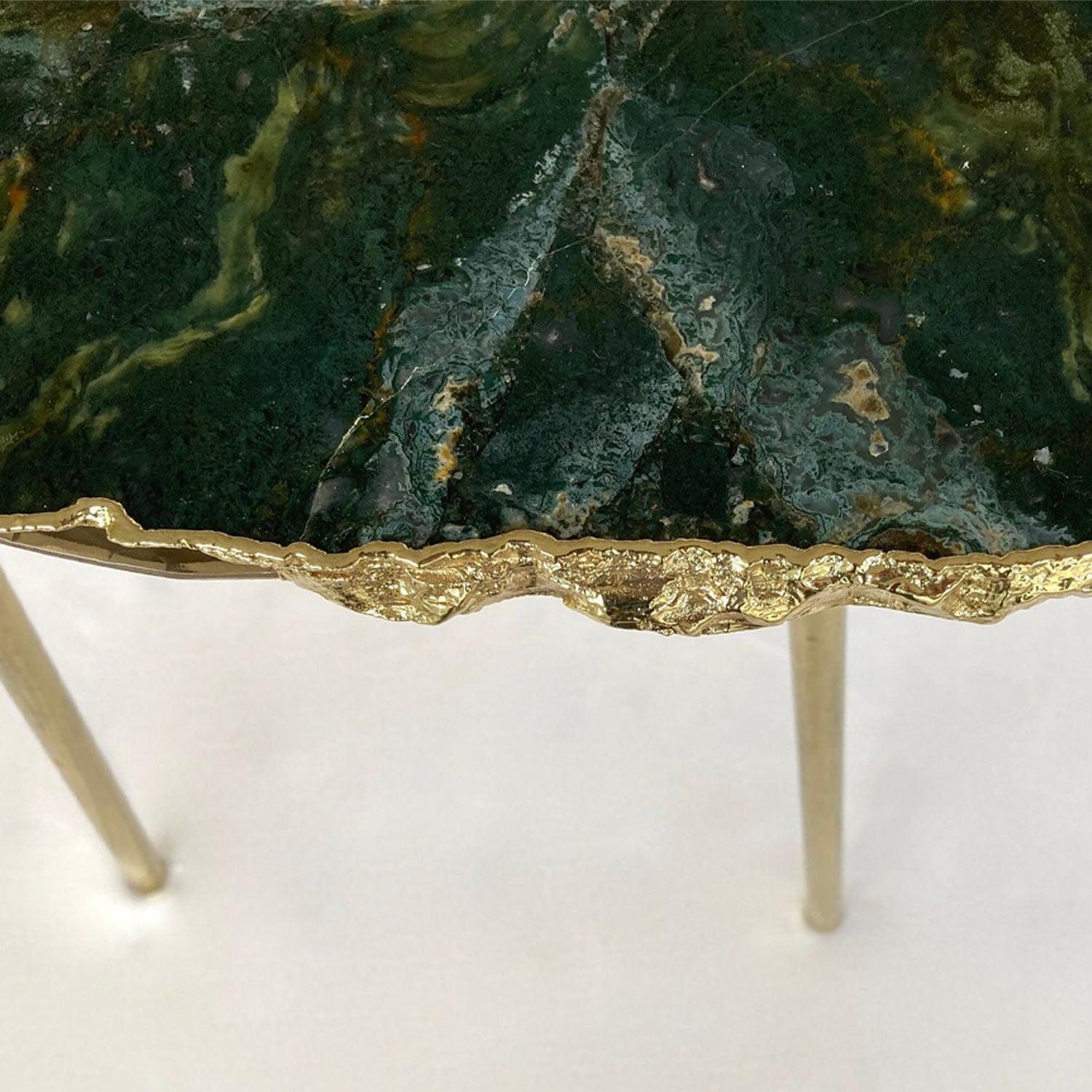 Green Agate/Crystal/Gemstone/Quartz Organic Edge Side/Drink/Coffee Table - PRHOMZ