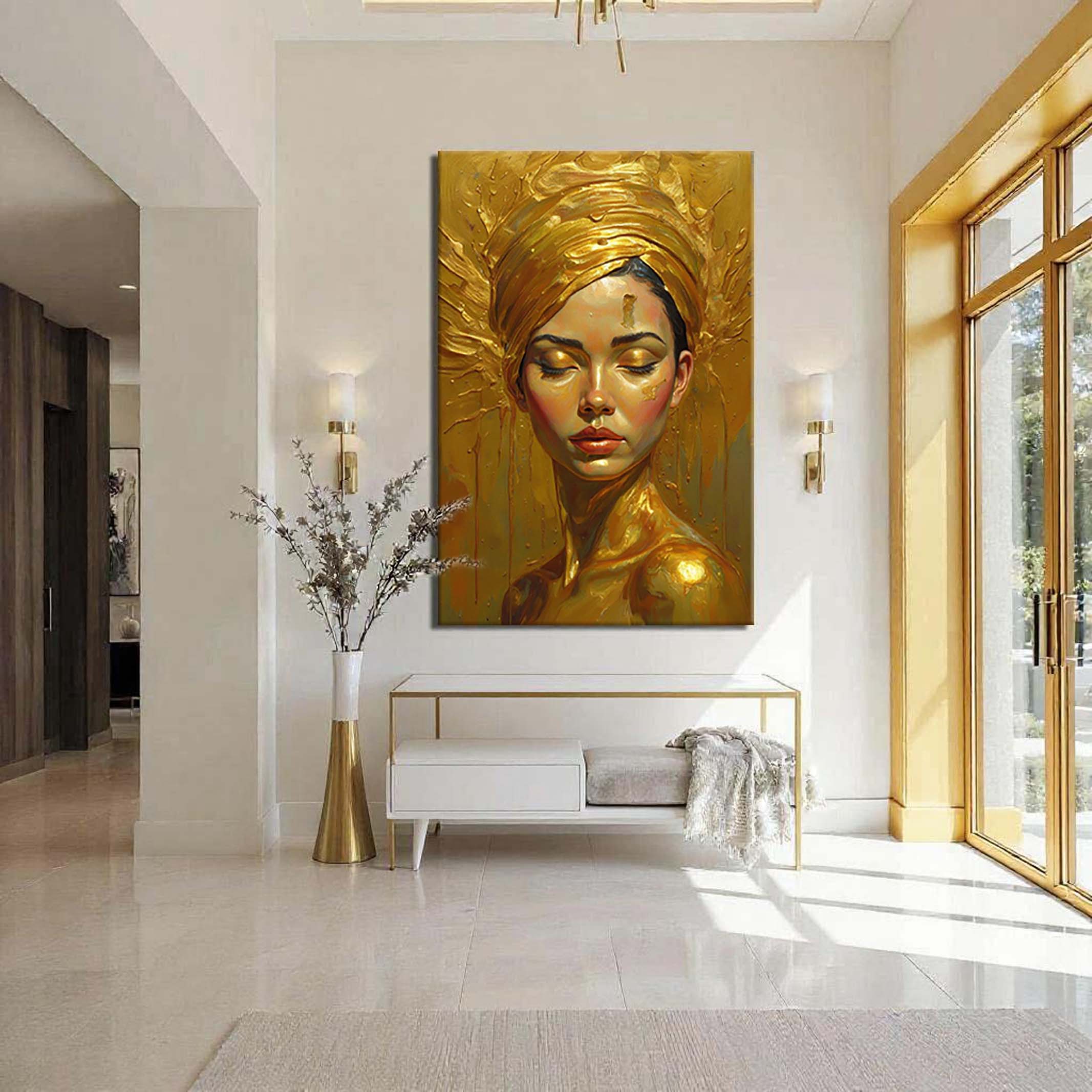 Woman's Golden Serenity Wall Art