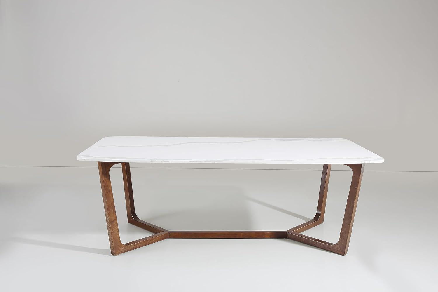Adelaide Calacatta Quartz Dining Table Walnut Base