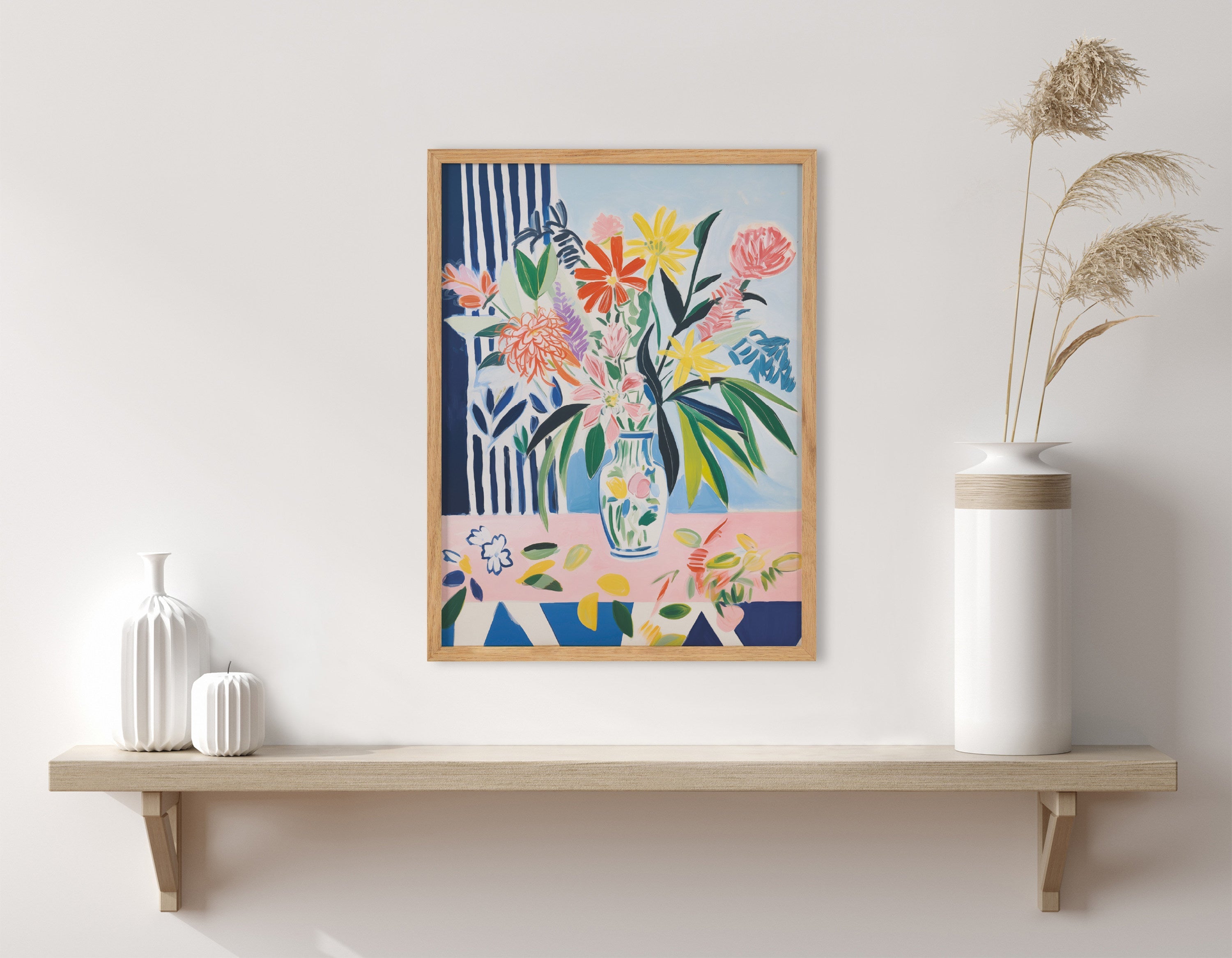 Gallery Cheerful Maximalist Flower Vase Print by The Creative Bunch Studio