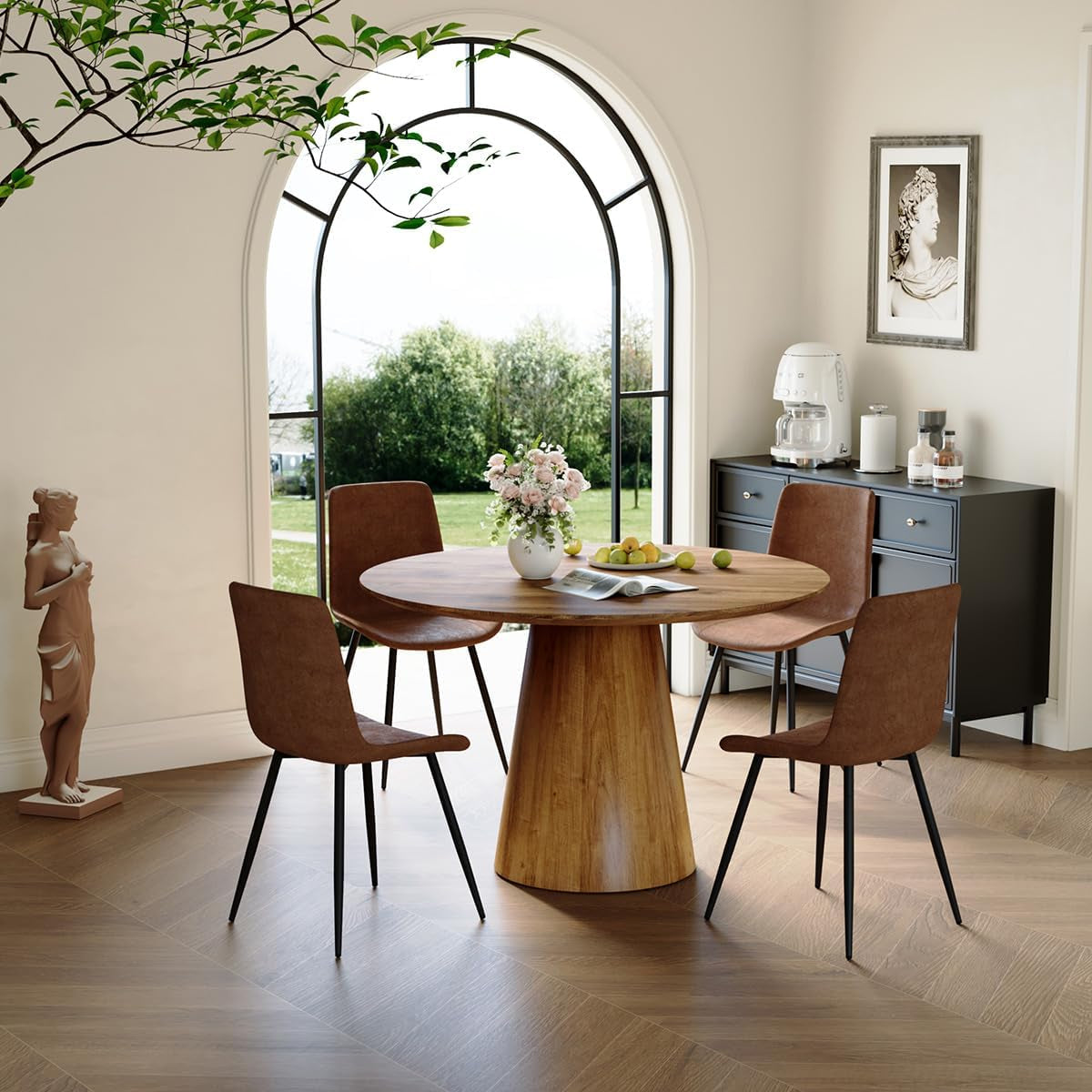 Luxurious Round Space Saving Dining Table Set For Four