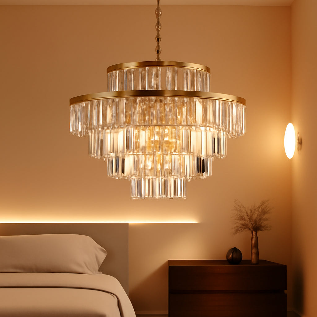 Gold Orange 20 Inch Pendant Crystal Chandelier Fixture-0