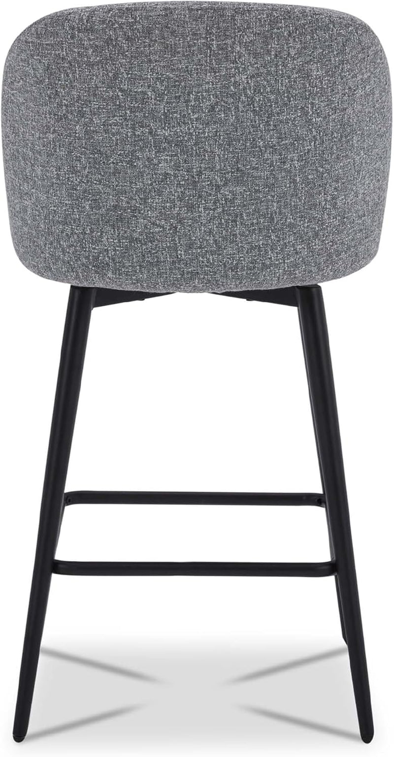 Set Of 3 Counter Height Bar Stools 360 Degree Swivel Grey