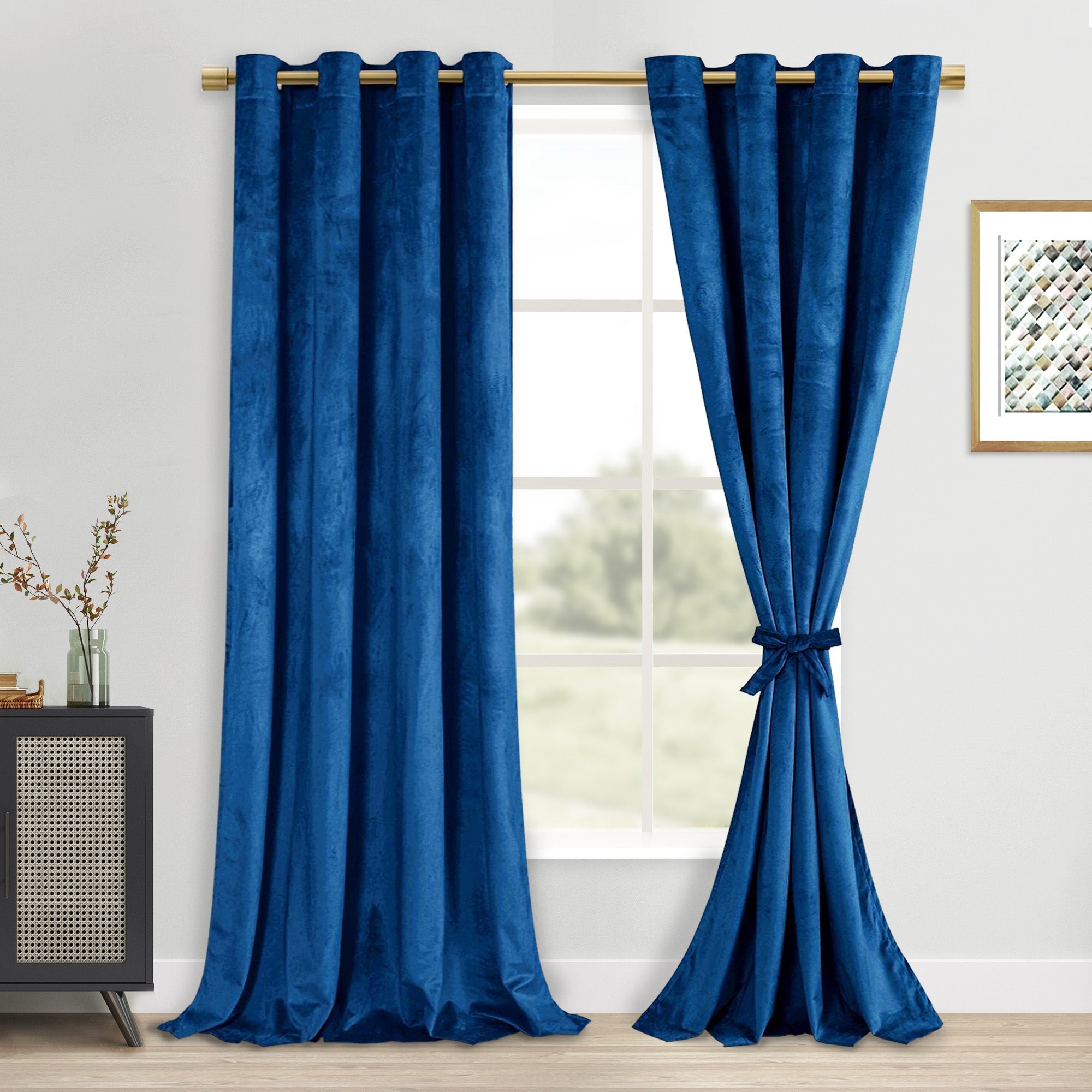 DWCN Velvet Blackout Curtains with Tiebacks, Set of 2 Panels-8