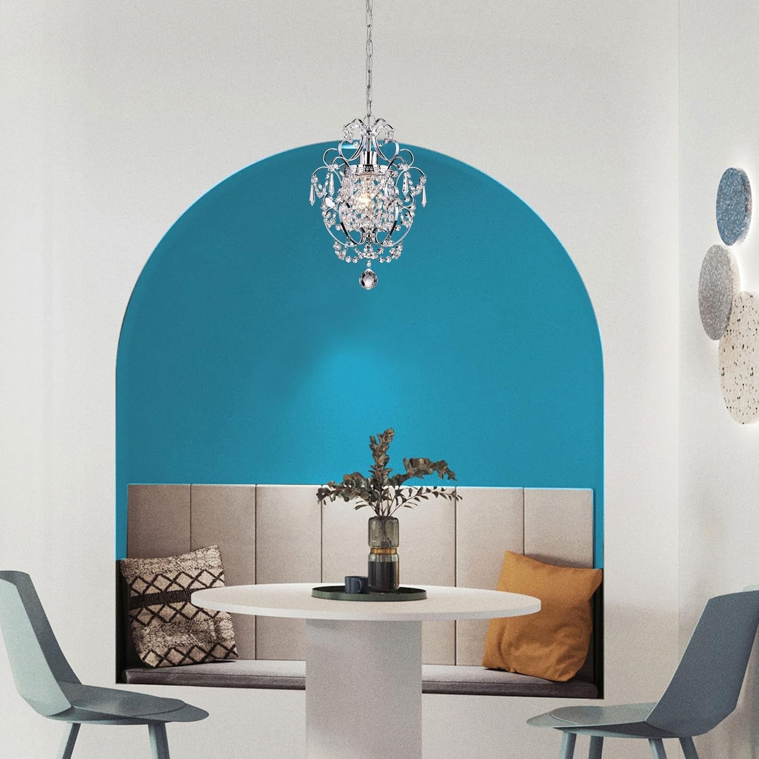 Amorette Chrome Crystal Chandelier 1 Light Fixture