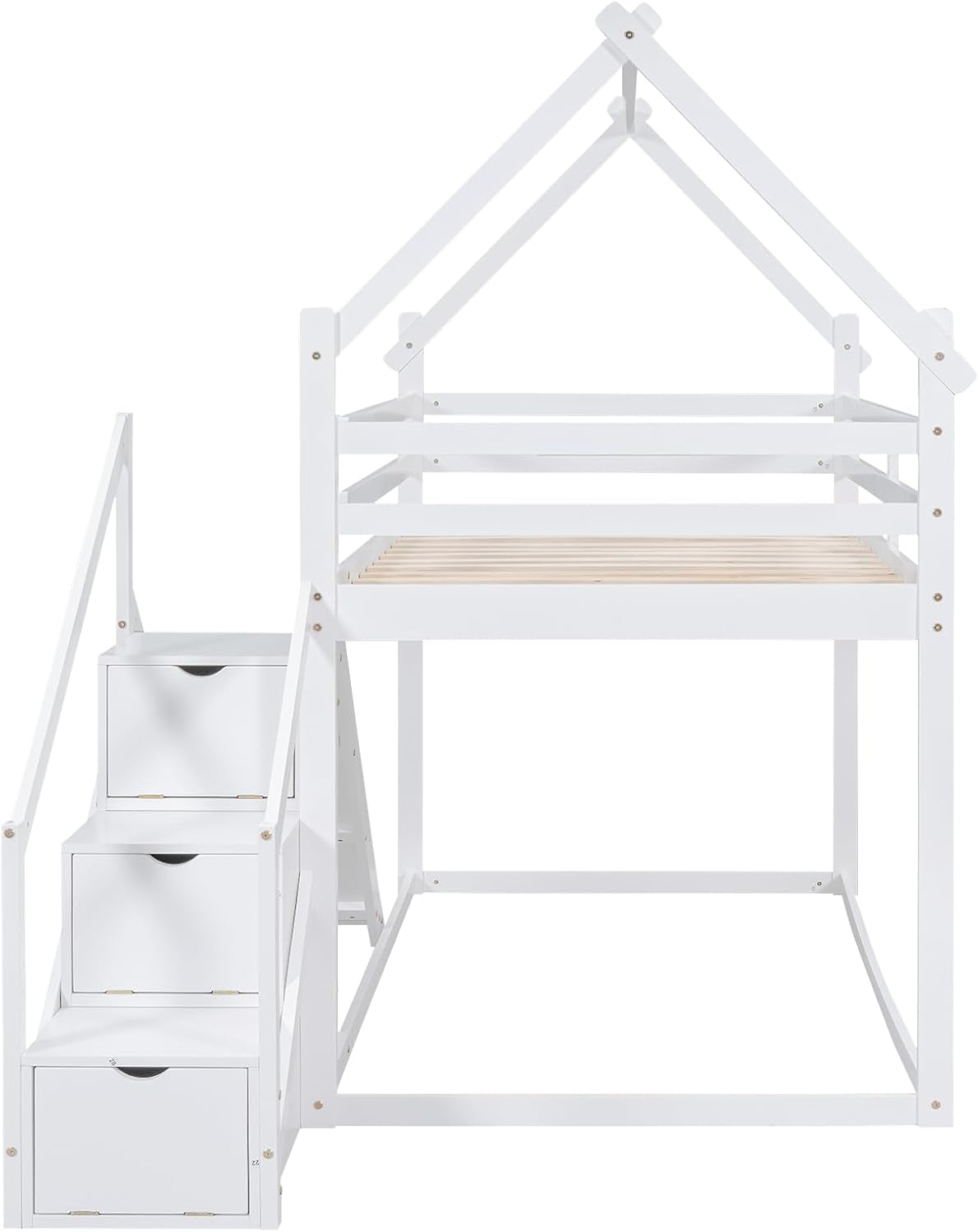 White House Twin Over Twin Bunk Bed With Slide And Stairs
