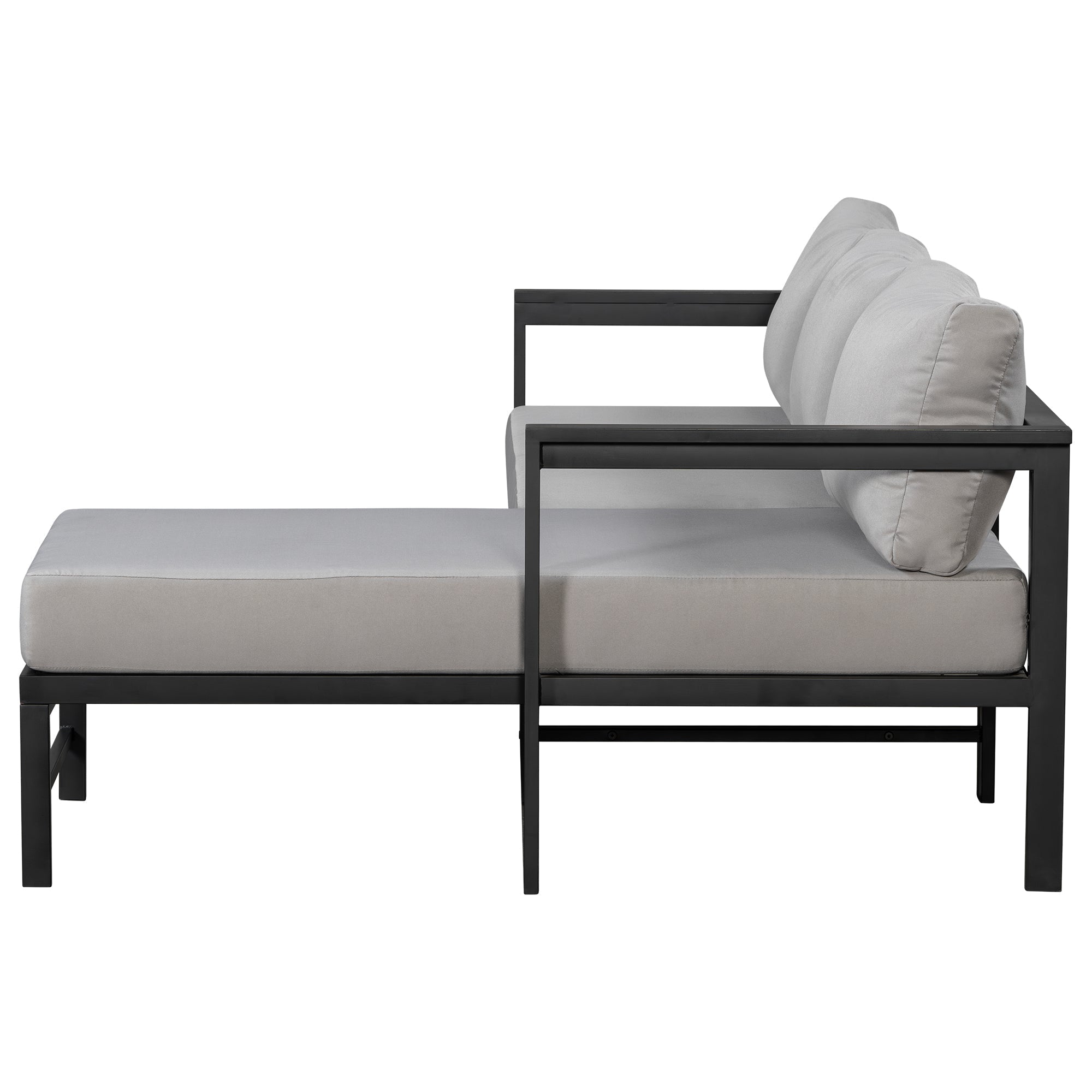 U_style Outdoor L-Shaped Sofa with Iron Frame and Ultra-Thick Cushions