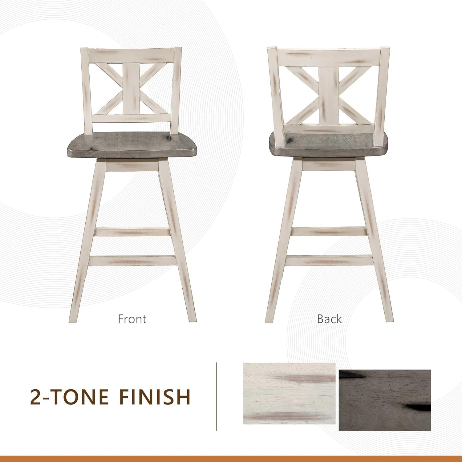 Amsonia Counter Height Swivel Barstool Set 2 White