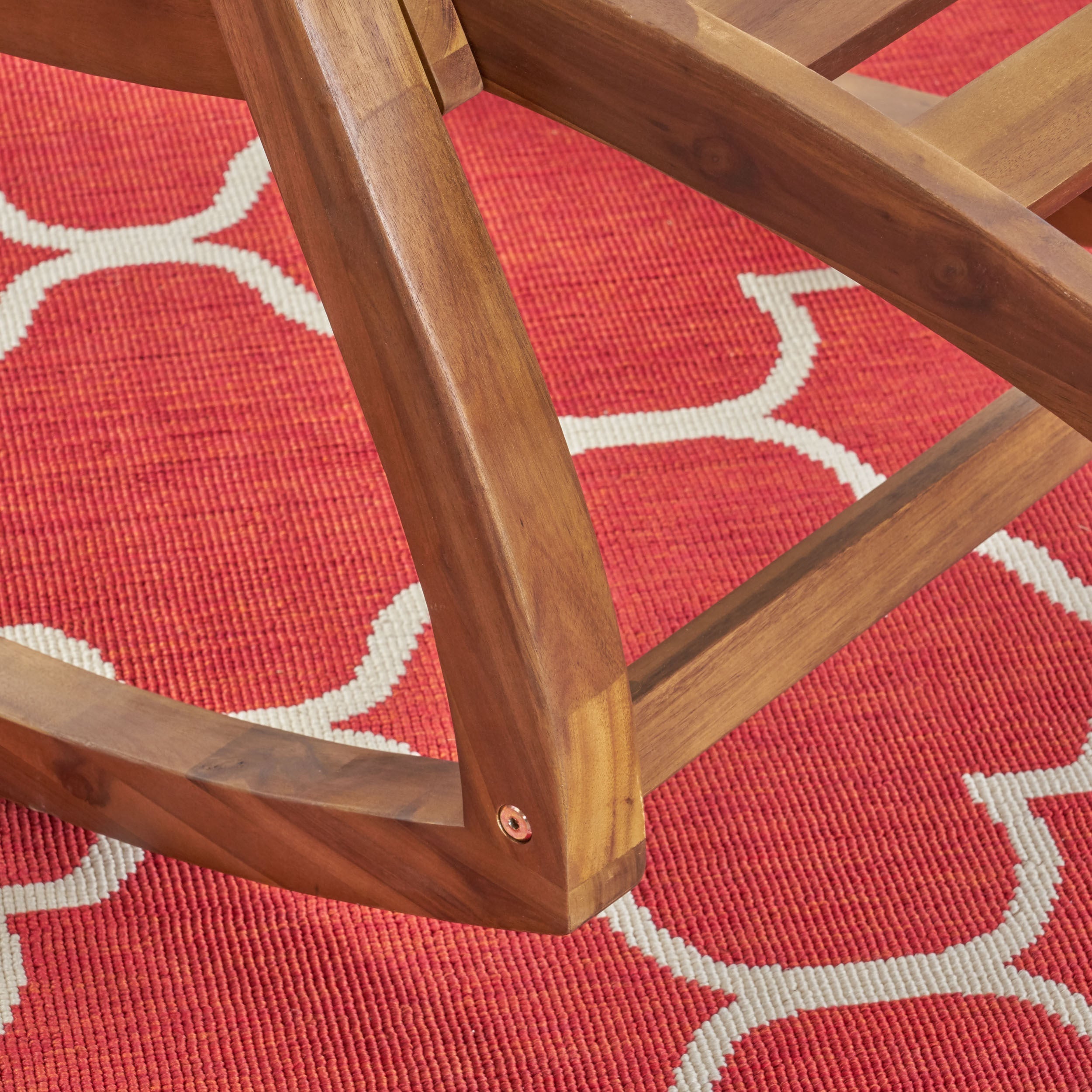 Outdoor Acacia Wood Rocking Chair with Retractable Foot Panel