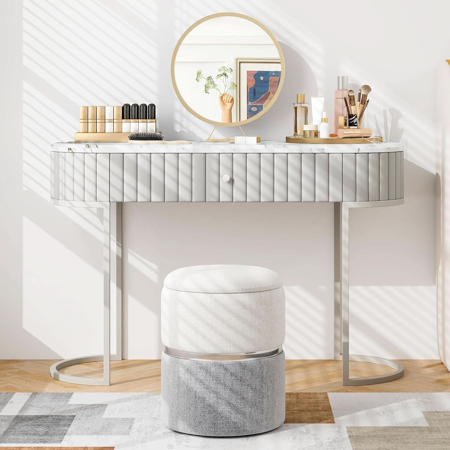 Gray Nesting Storage Ottomans With Hidden Capacity