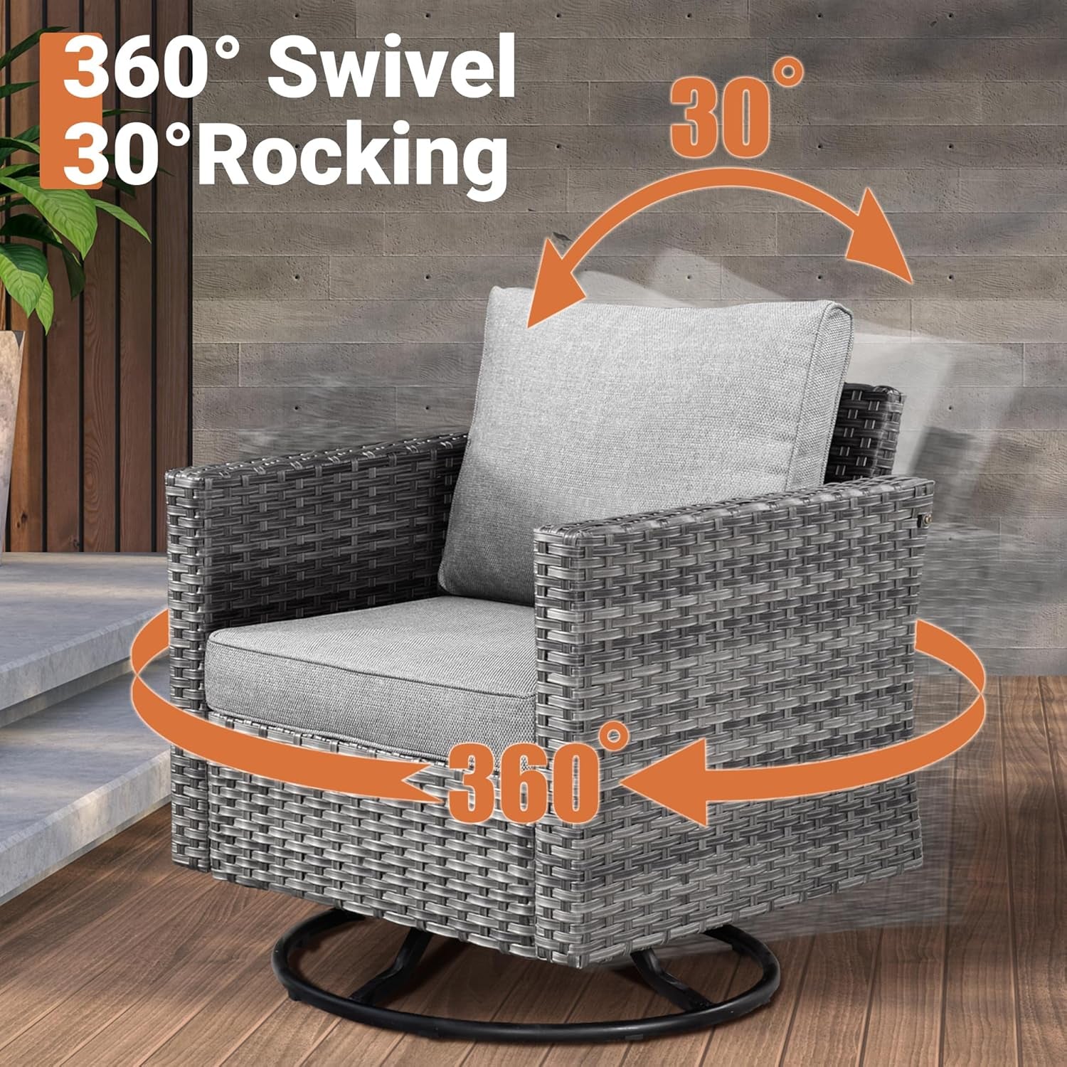 11 Piece Outdoor Patio Furniture Set With Fire Pit Table Dark Grey Wicker Sectional And Swivel Chairs