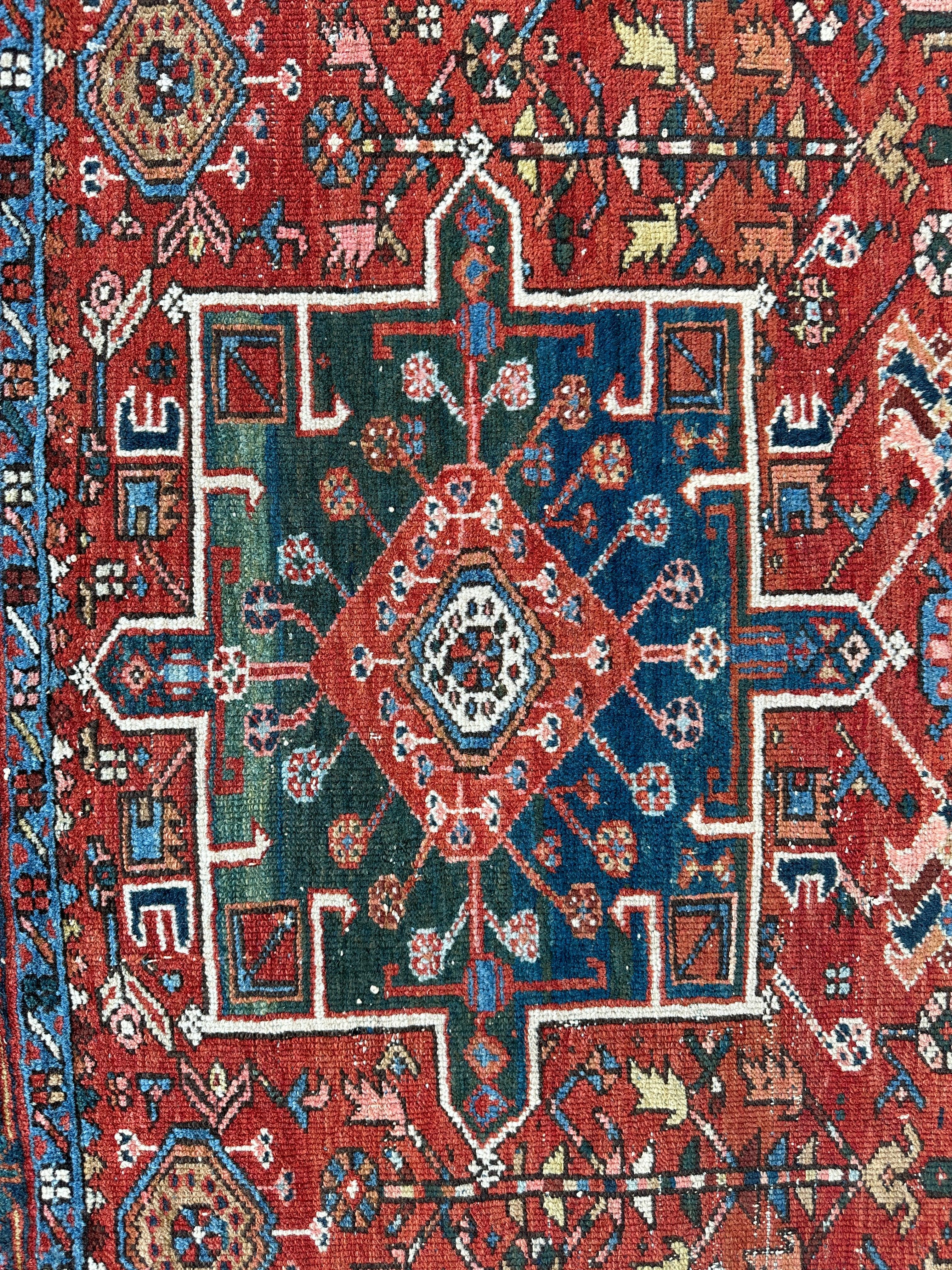 KARAJA Persian Antique Heriz Rug 4'9" x 6'