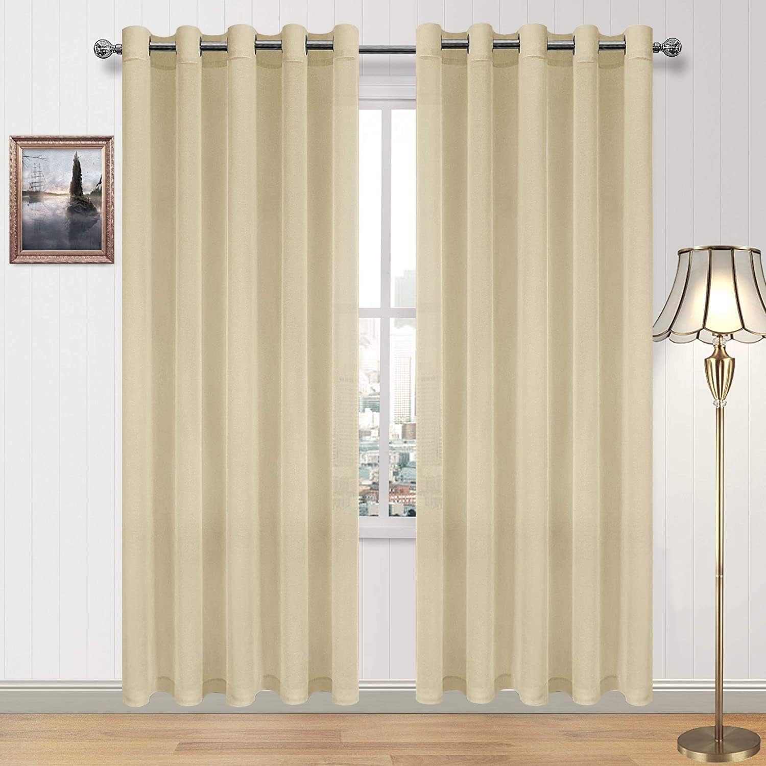 DWCN Faux Linen Sheer Curtains, Set of 2 Panels-6