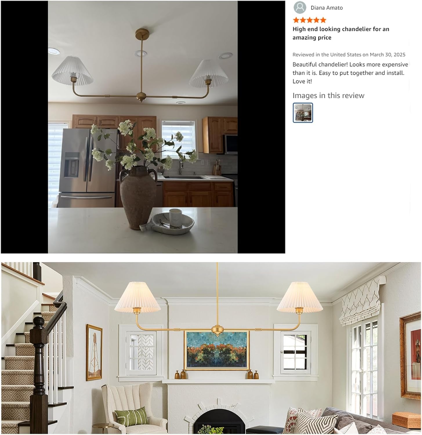 Gold Dual Light Luminous Chandeliers Pleated Shade-2