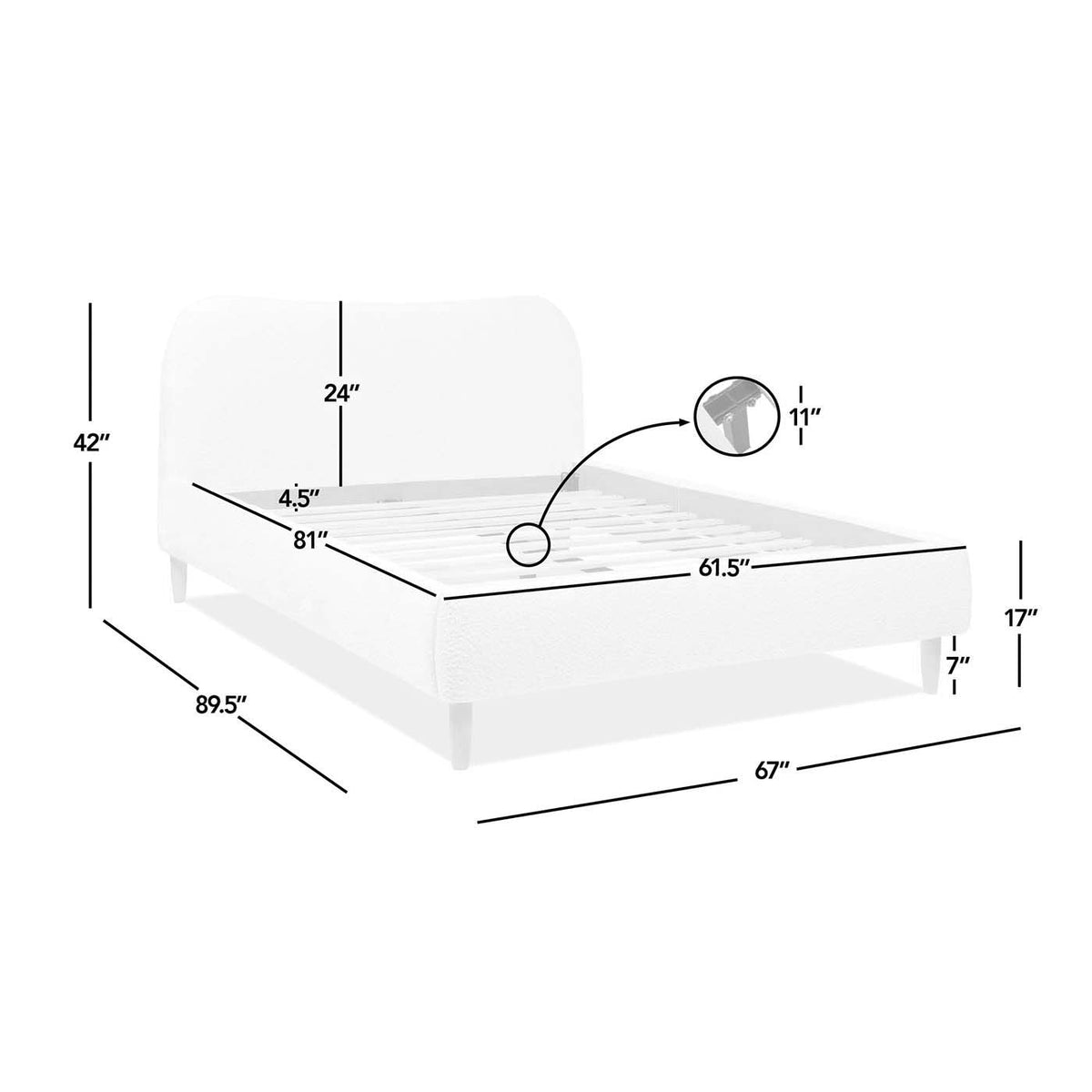 Roman - Curved Headboard Upholstered Platform Bed