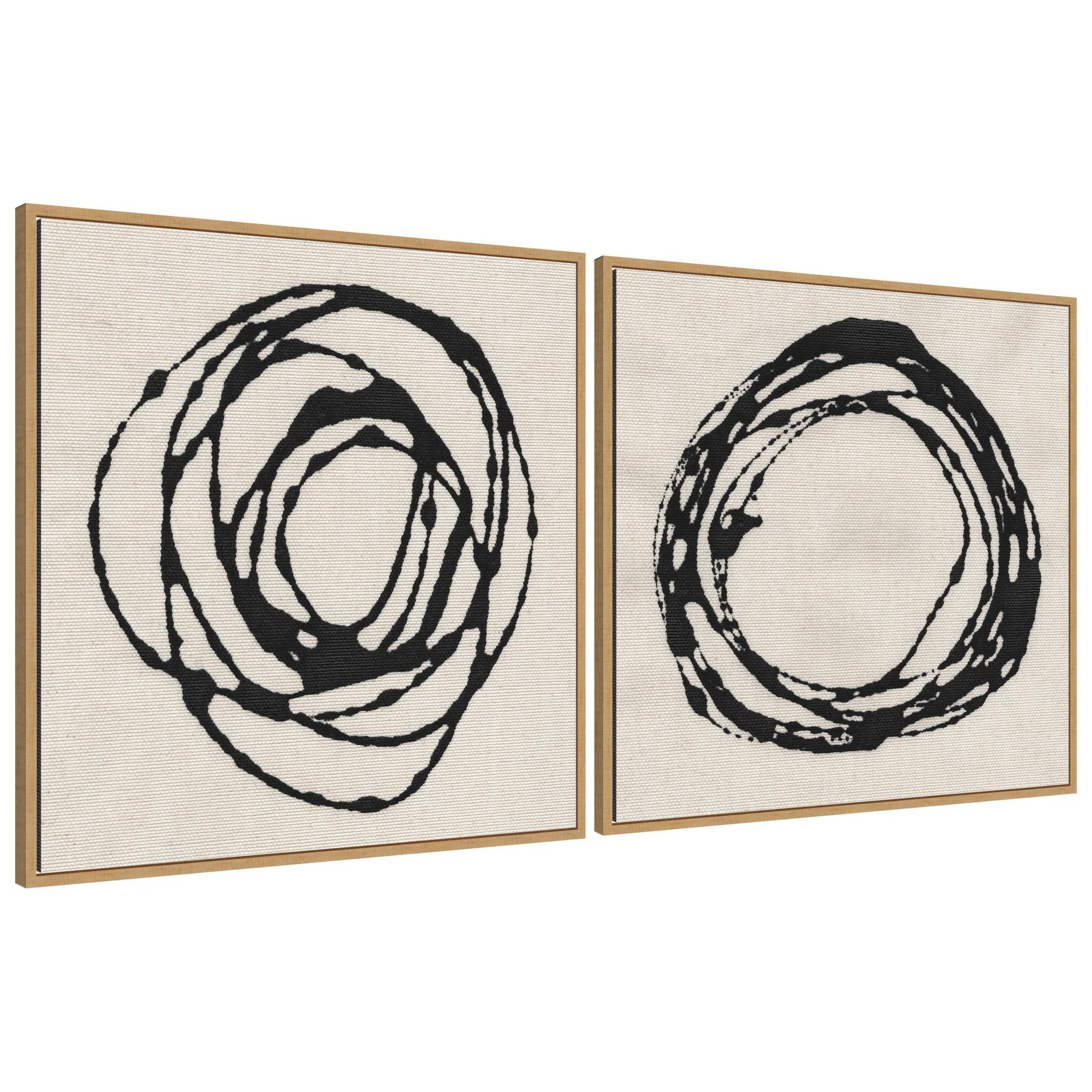 Sylvie Flowing Circle Abstracts - 2 Piece Framed Canvas Art Set by The Creative Bunch Studio