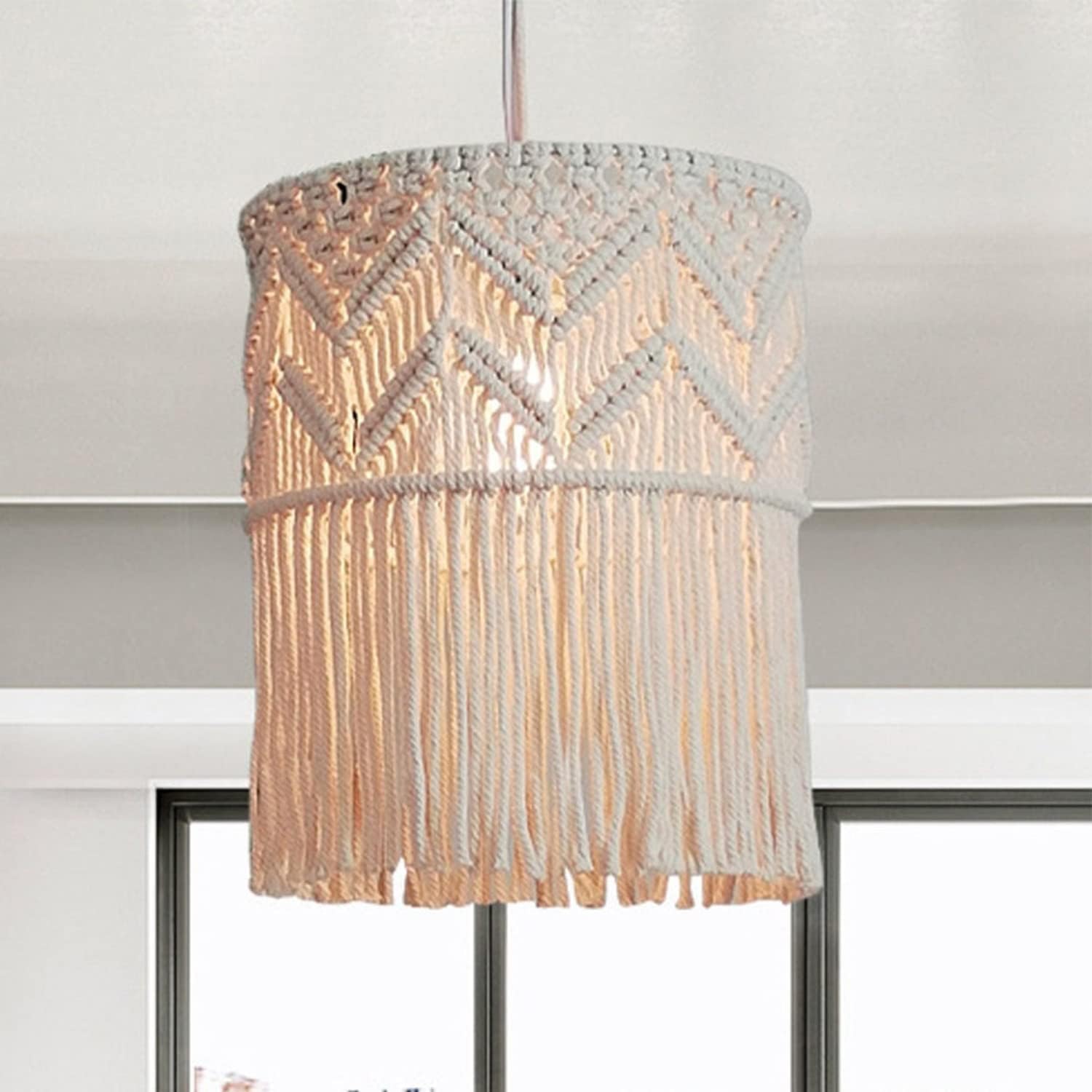 Handmade Cotton Macrame Chandelier Pendant Light Shade | Bohemian Decor-0
