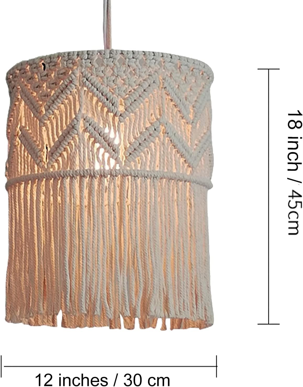 Handmade Cotton Macrame Chandelier Pendant Light Shade | Bohemian Decor-1