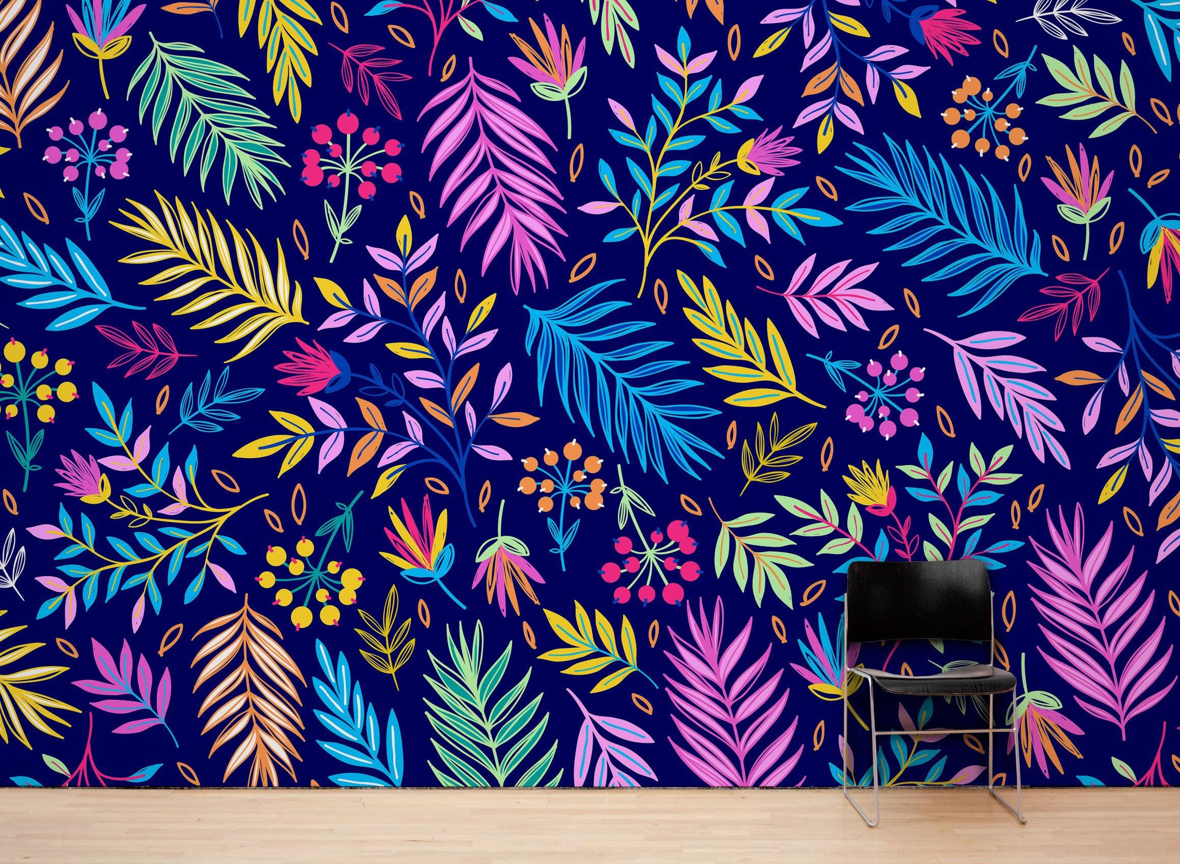 Bright Colorful Fern Arrangement Mural. #6223
