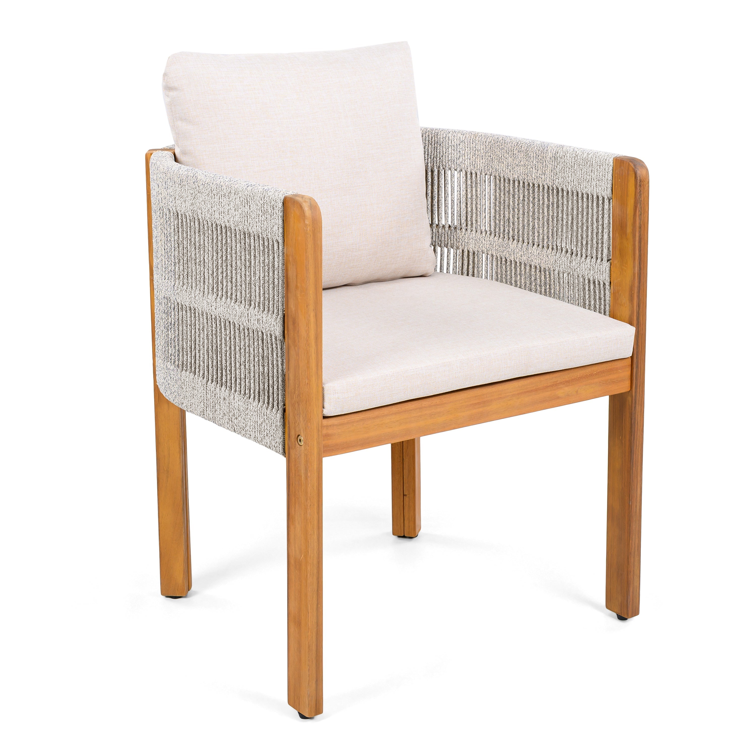 Acacia Wood Outdoor Dining Chairs 2-Pack with Beige Cushions