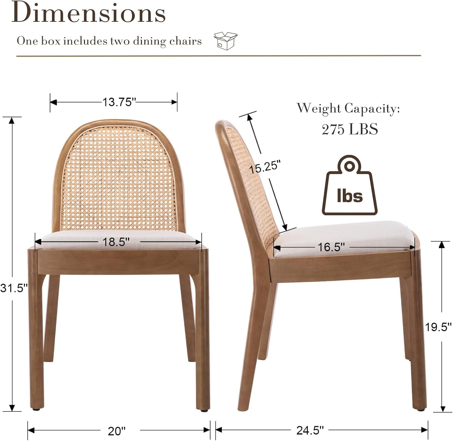 Beige Rattan Dining Chairs Featuring Contemporary Wood