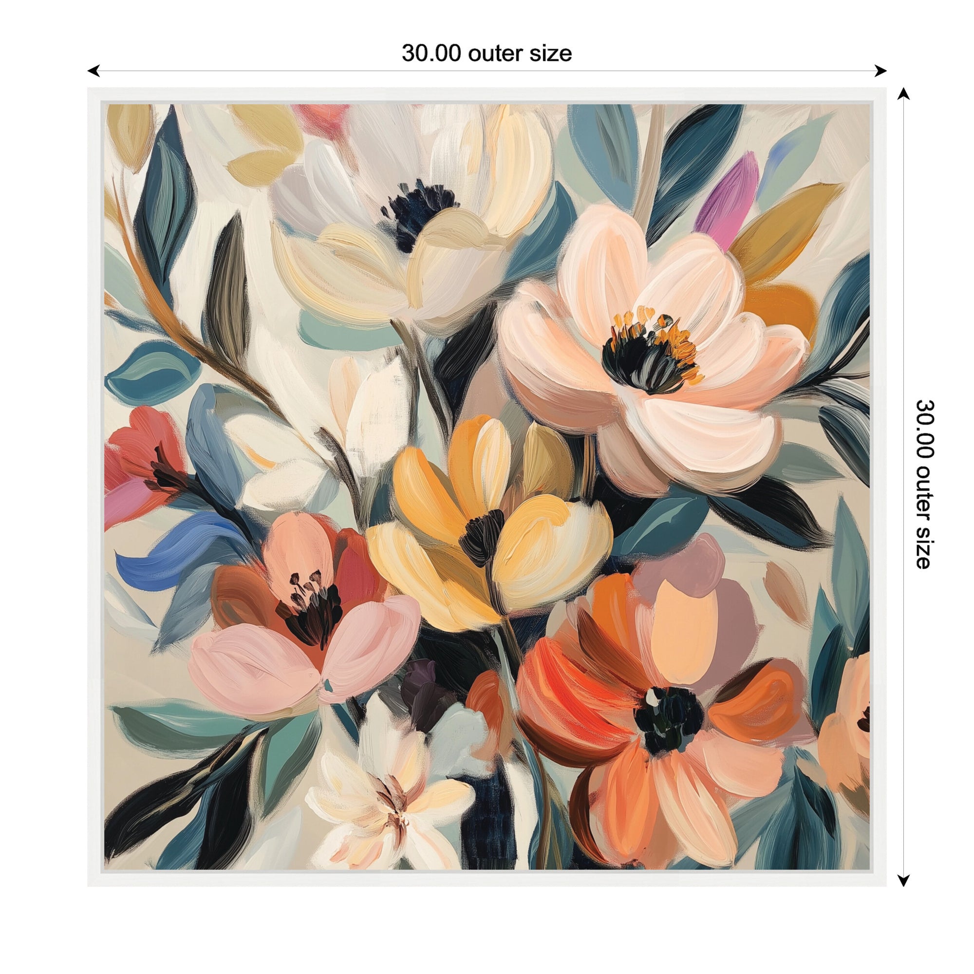 Sylvie Garden Bloom Abstract Bouquet II Framed Canvas by The Creative Bunch Studio