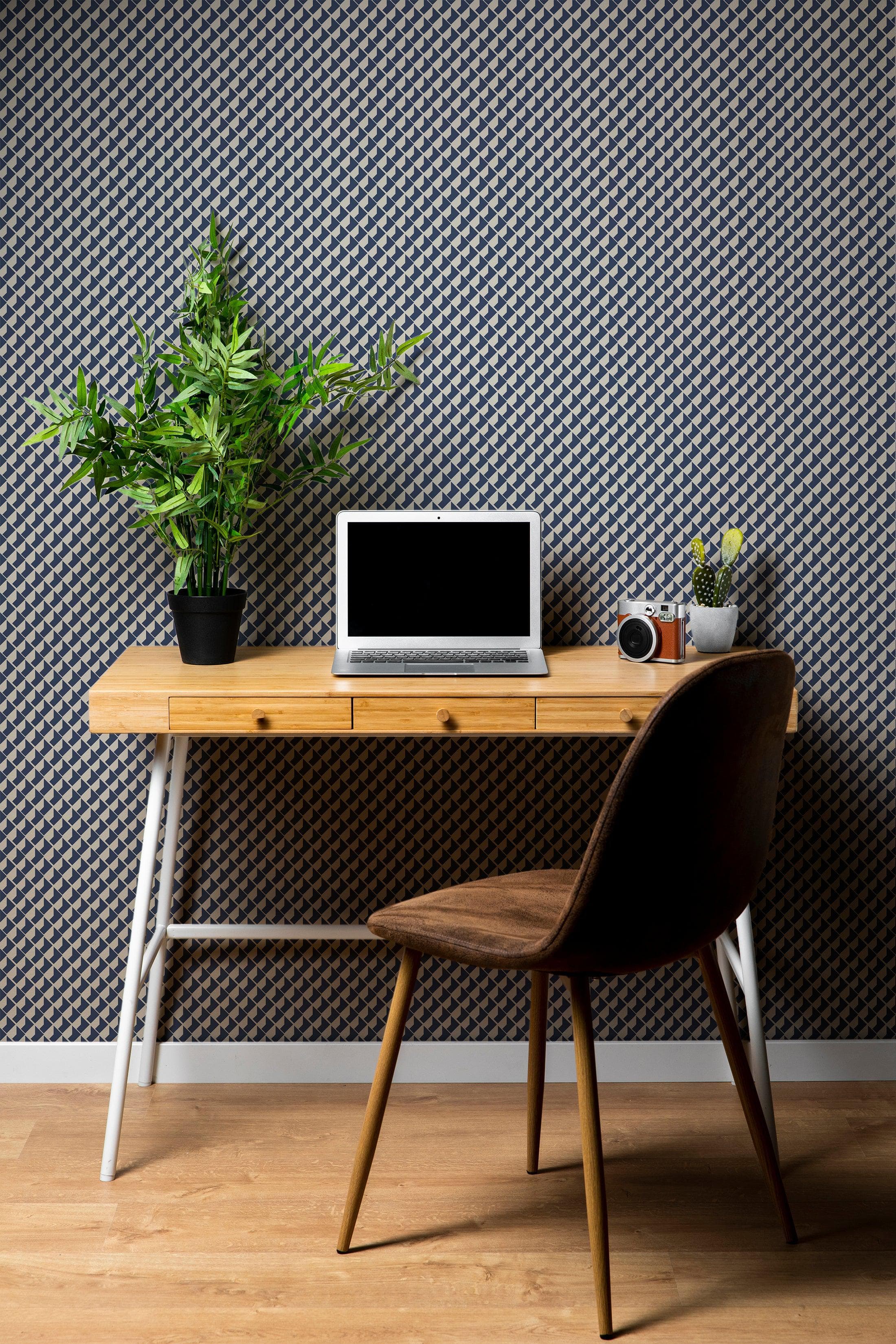 Modern Geometric Shape Pattern Wall Mural. Minimalist Mosaic Square Box Shape Bauhaus Pattern. #6328