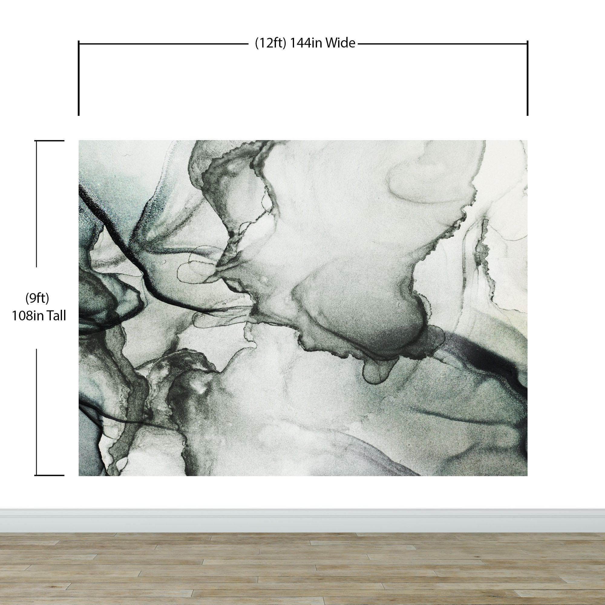 Abstract Black and White Fluid Alcohol Ink Painting Wall Mural. Peel and Stick Wallpaper. #6341