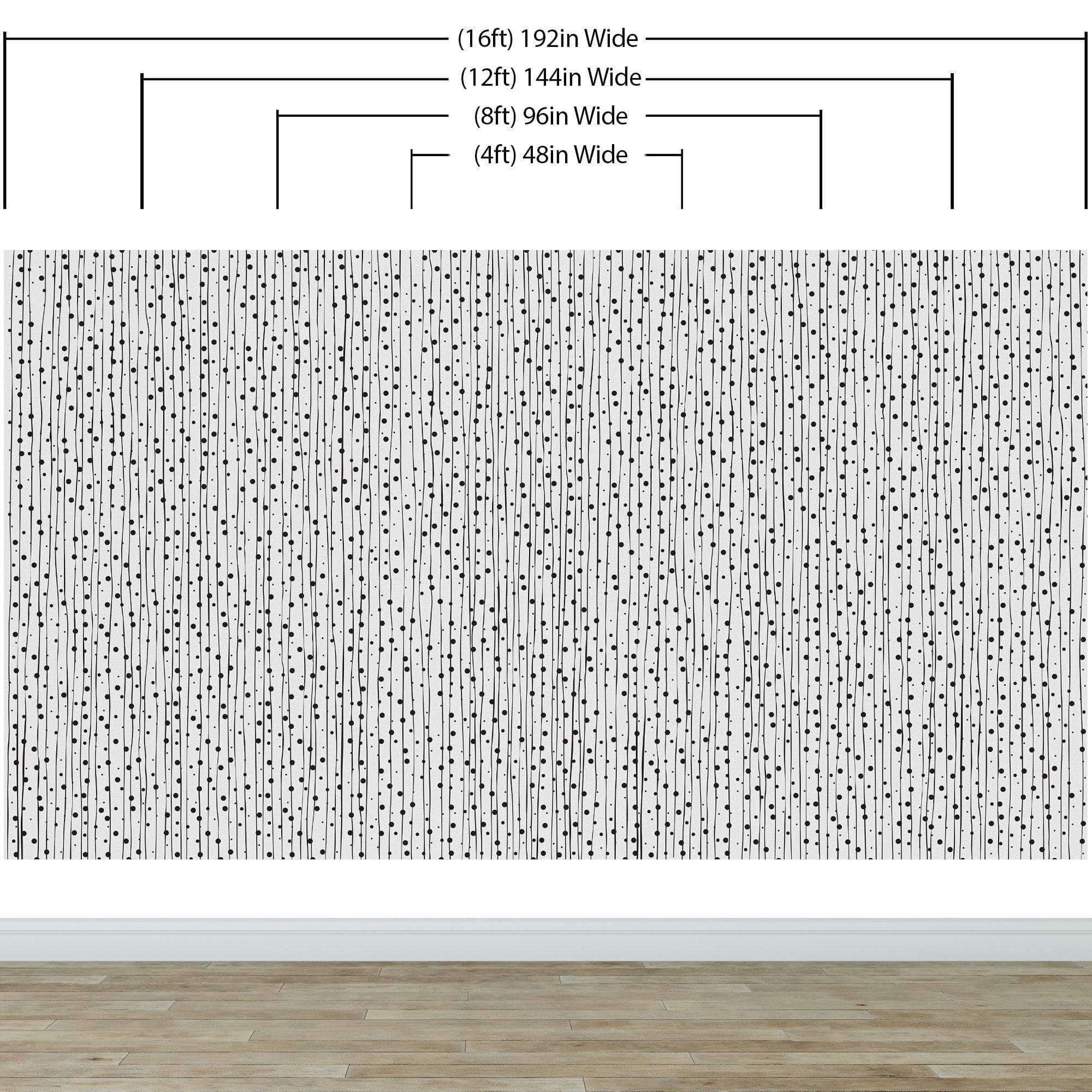 Stylish Hand-drawn Thin Vertical Lines and Dots Wall Mural Pattern. Peel and Stick Wallpaper. #6346