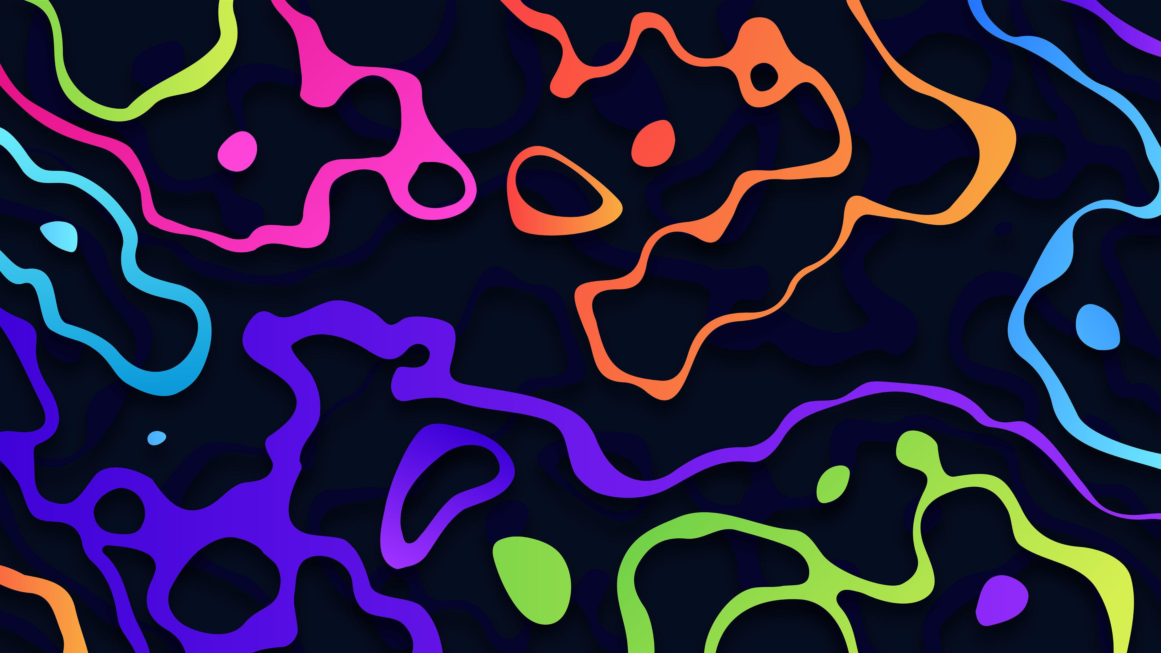 Colorful Abstract Fluid Lines Wallpaper. Peel and Stick Wall Mural. #6358