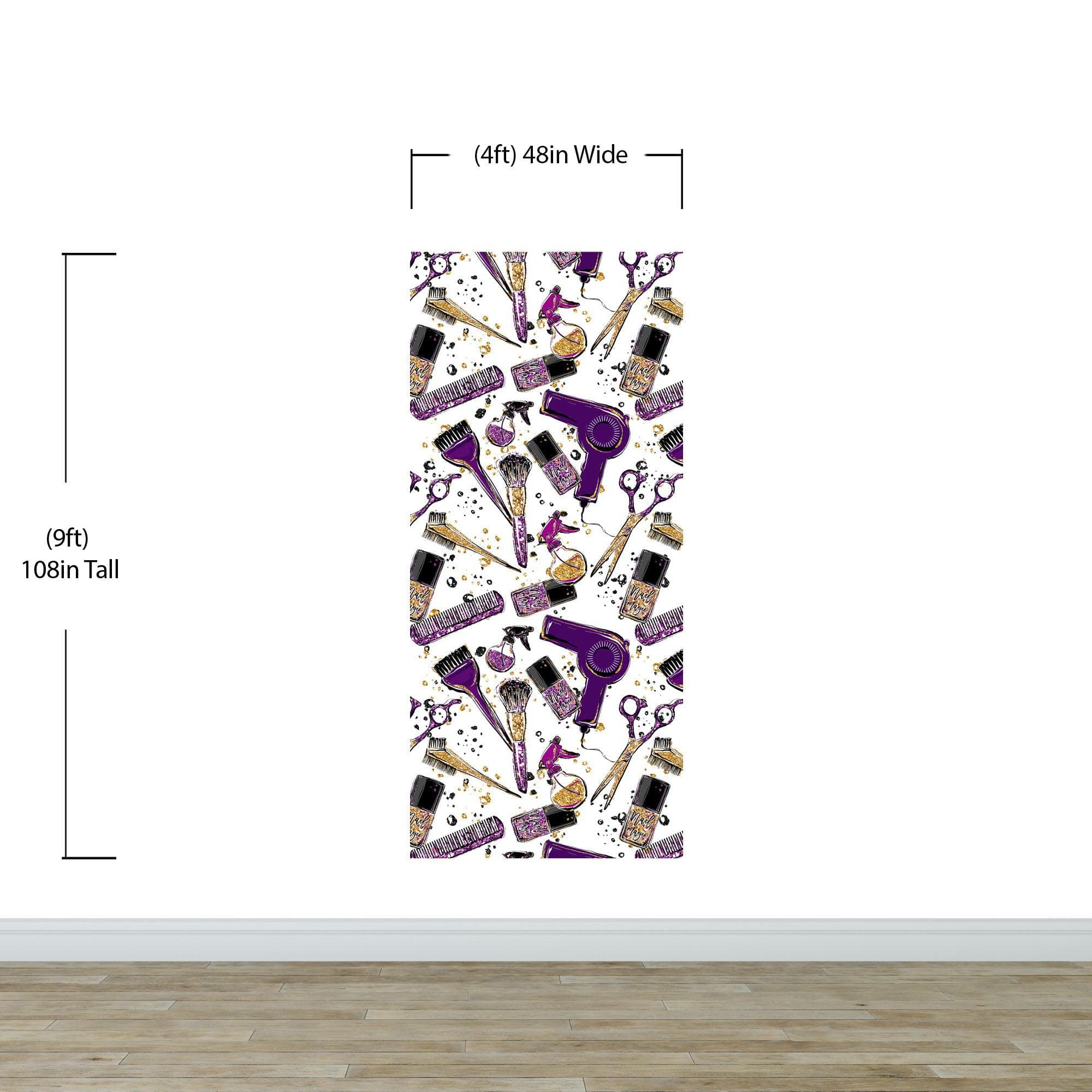 Cosmetic Beauty Room Wall Decor Mural. Fashionista Girl’s Room Decor. Makeup Vanity Decor. Peel and Stick Wallpaper. #6381