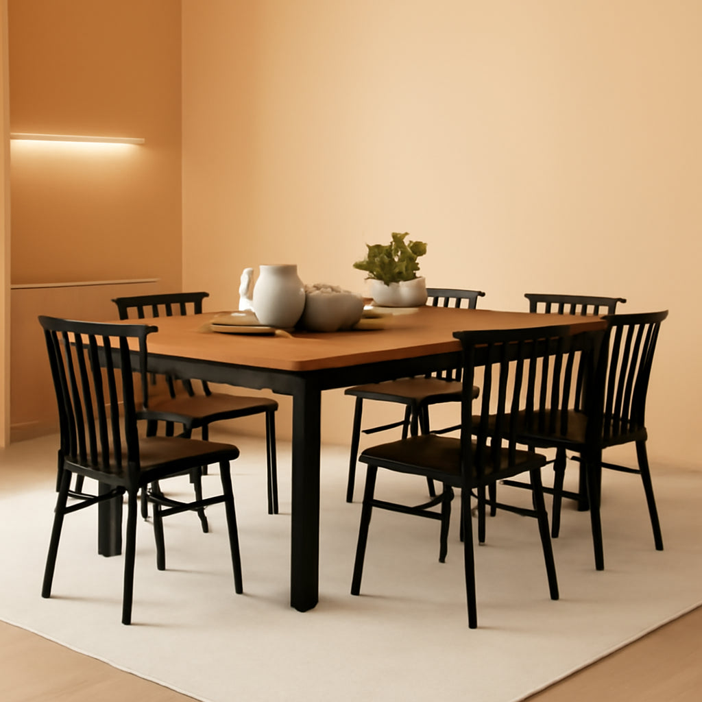 Dining Table For 6 Acacia Wood Indoor Outdoor Iron Legs