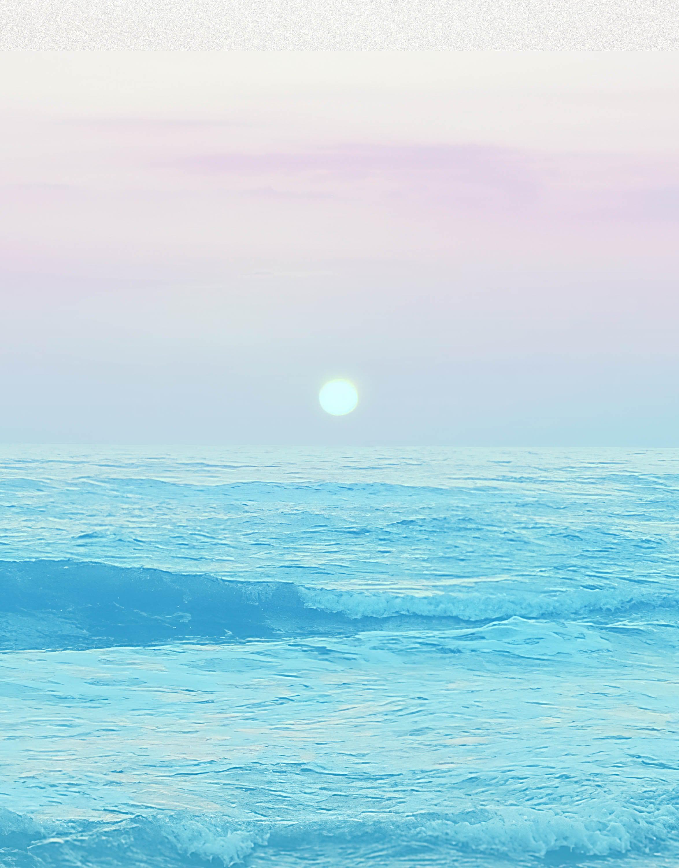 Pastel Color Sunset over the Ocean Horizon Wall Mural. Beach Theme Peel and Stick Wallpaper. #6400