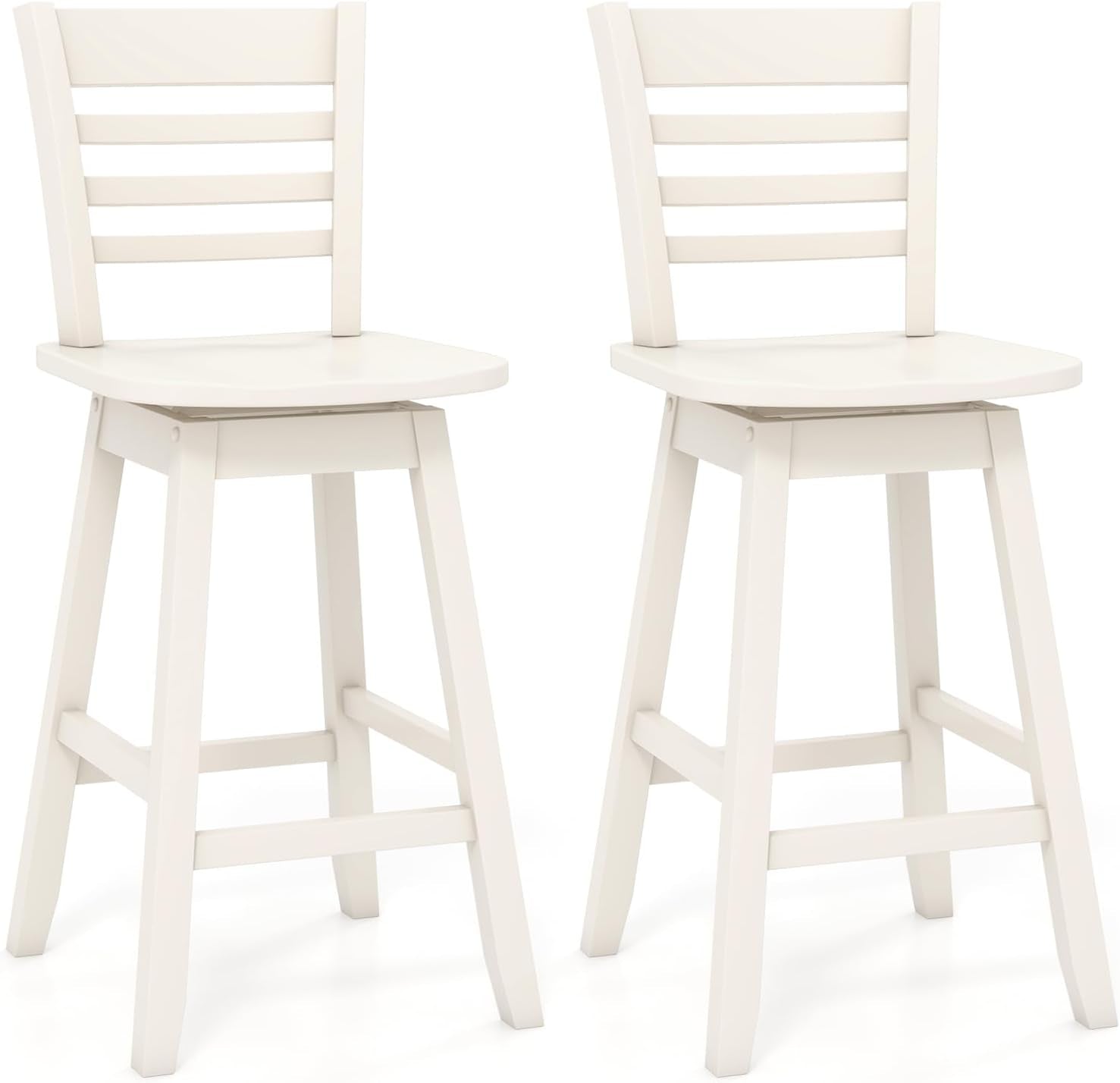 Swivel Wood Bar Stools Set with Ergonomic Design