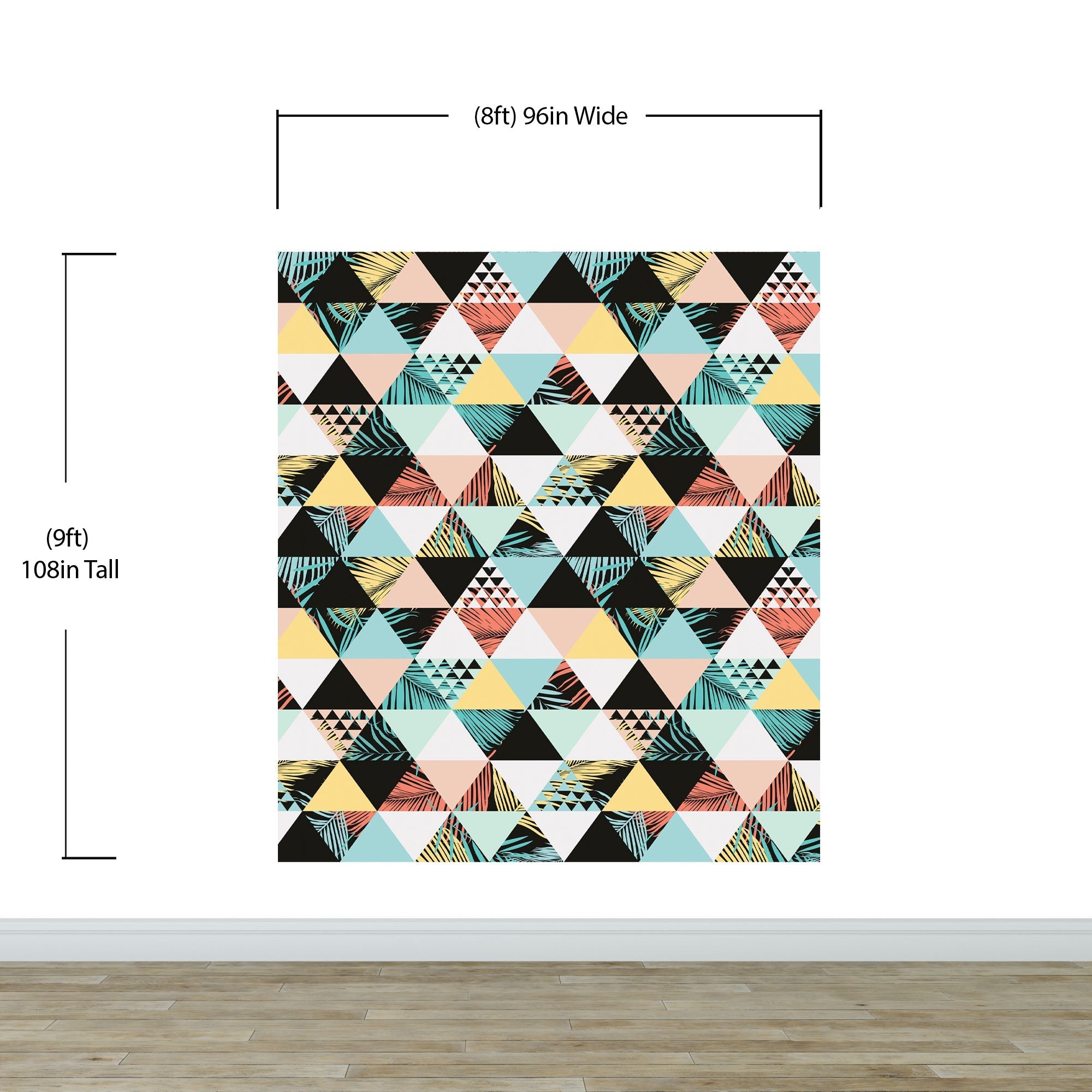 Triangle Geometric Abstract Palm Tree Leaves Pattern Wall Mural. #6431