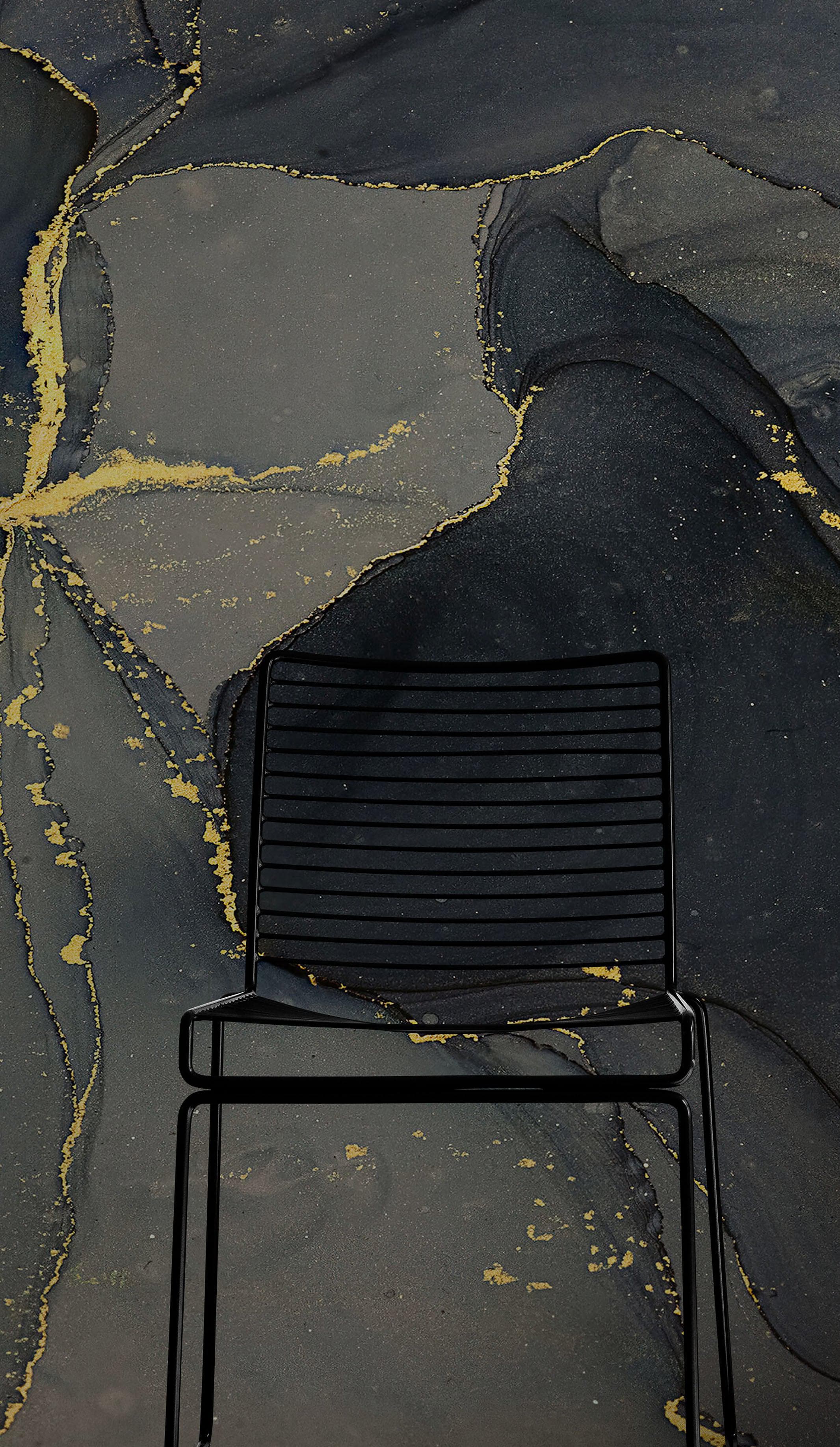 Abstract Black and Gold Agate Marble Stone Pattern Wall Mural. Removable Peel and Stick Wallpaper. #6454
