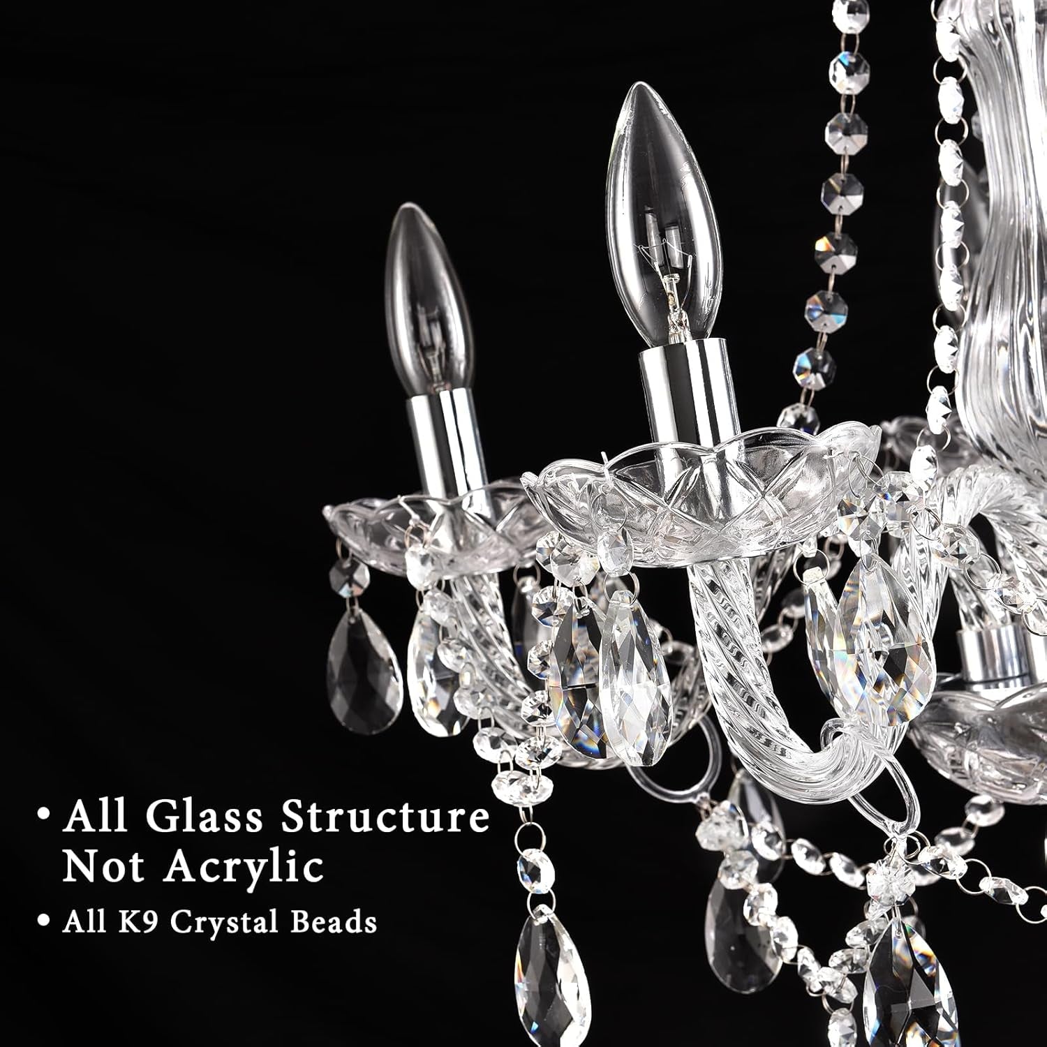 Dimmable Plug In Crystal Chandelier Chrome Pendant-1