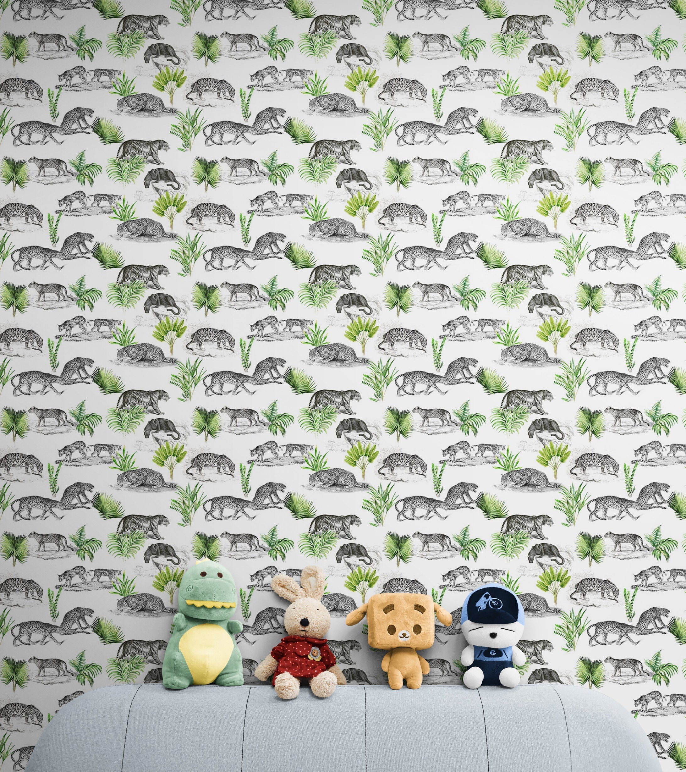 Tiger and Leopard Wallpaper Pattern. Safari Animal Print Wall Mural. #6478