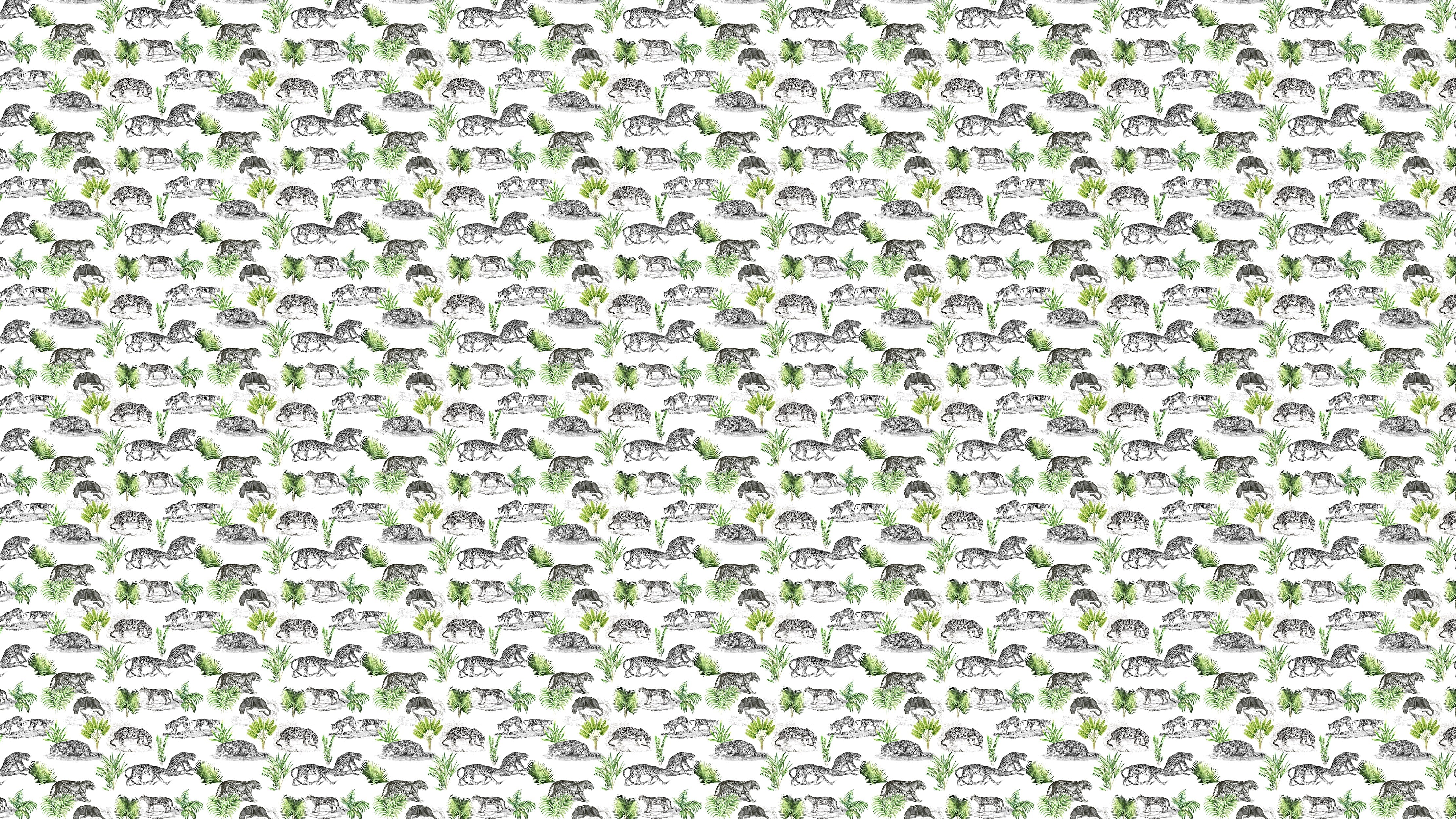 Tiger and Leopard Wallpaper Pattern. Safari Animal Print Wall Mural. #6478