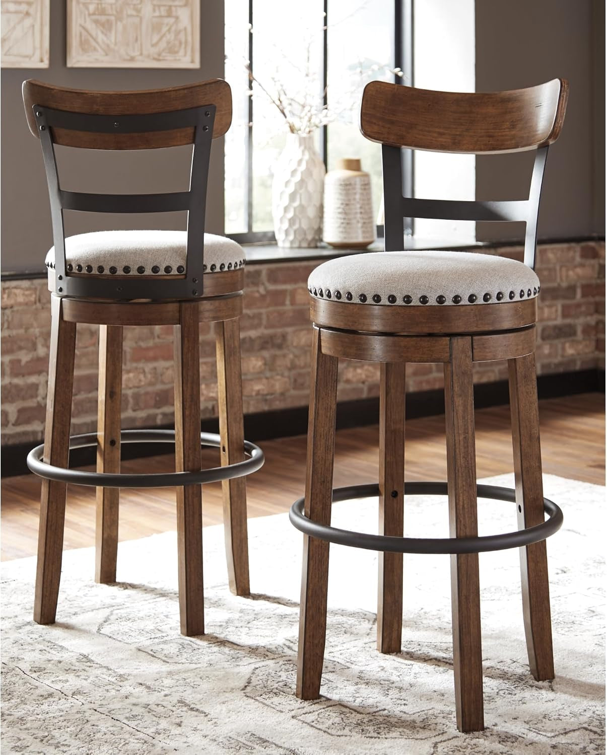 Valebeck 30 Inch Farmhouse Pub Height Bar Stool Brown