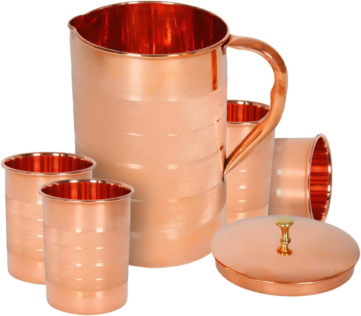 Traditional Copper Jug and Glass Set (4-Piece) | Handcrafted Ayurvedic Water Set-1