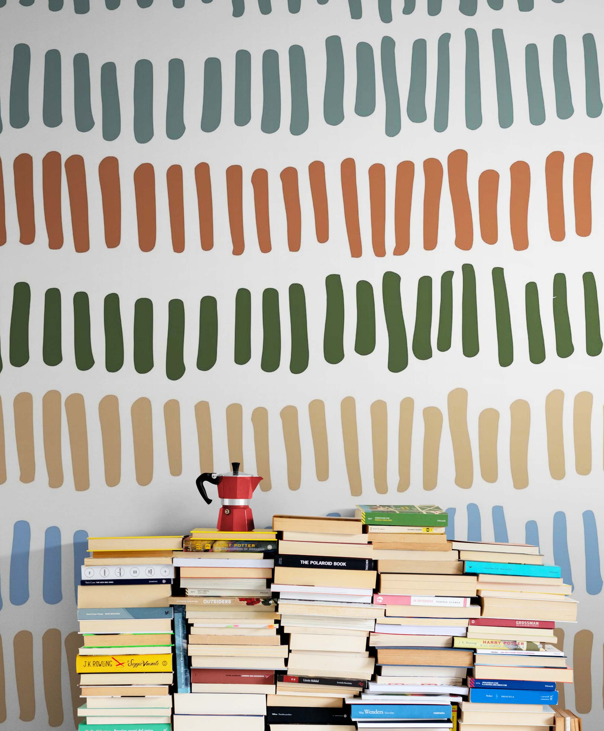 Minimalist Boho Wallpaper Peel and Stick Mural. Pastel Color Brush Strokes Stripes Pattern Design. #6568