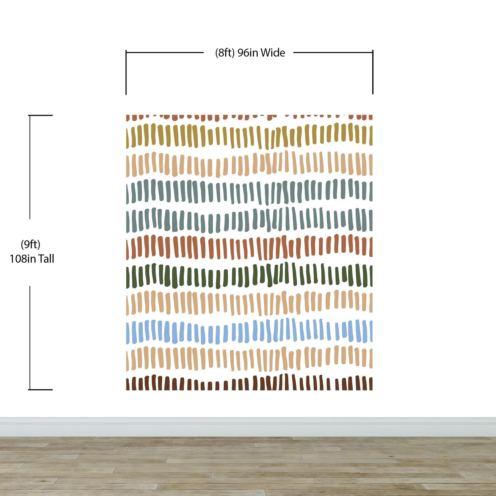 Minimalist Boho Wallpaper Peel and Stick Mural. Pastel Color Brush Strokes Stripes Pattern Design. #6568