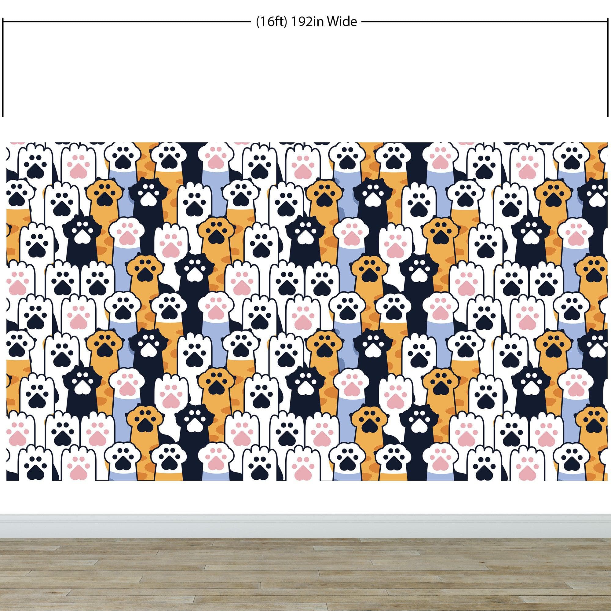 Cat Paws Pattern Wallpaper - Adorable Decor for Kid's and Nursery Rooms #6576
