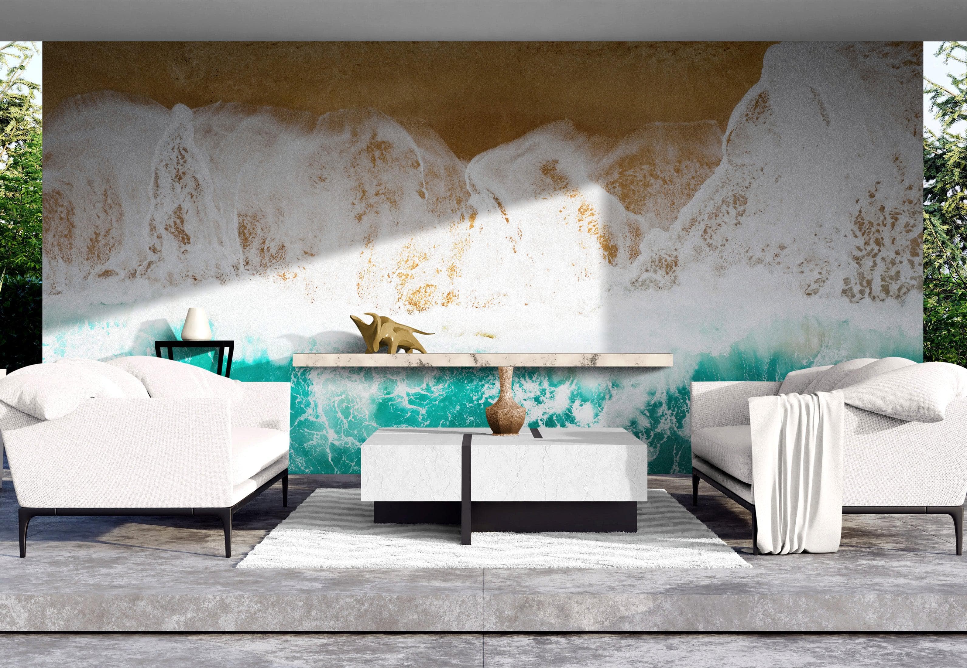 Custom Beach House Wallpaper Peel and Stick Mural. Personalized Text / Quote Family Beach Wall Art. #6592