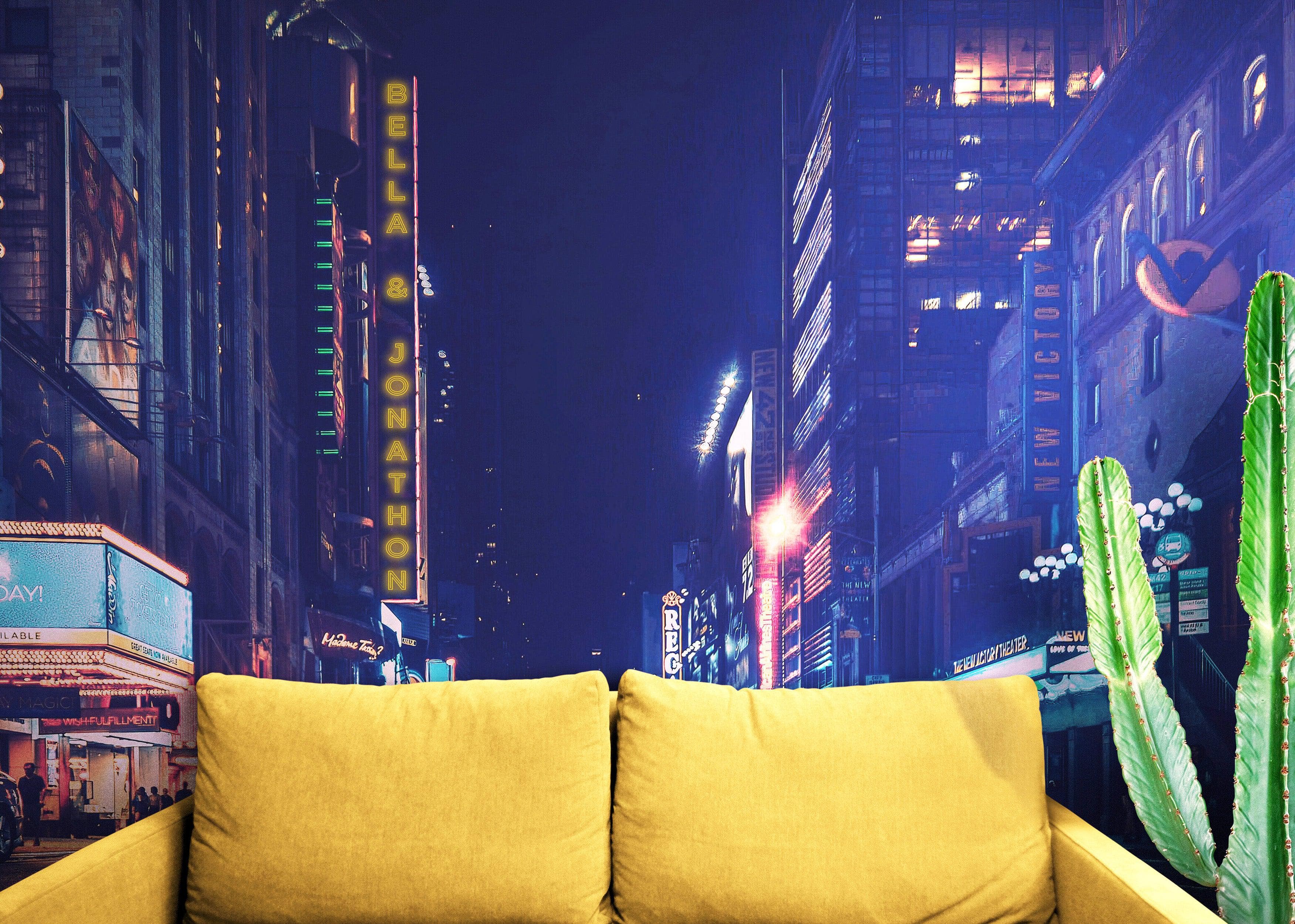 Personalized Neon Name on City Billboard Wall Mural. #6595