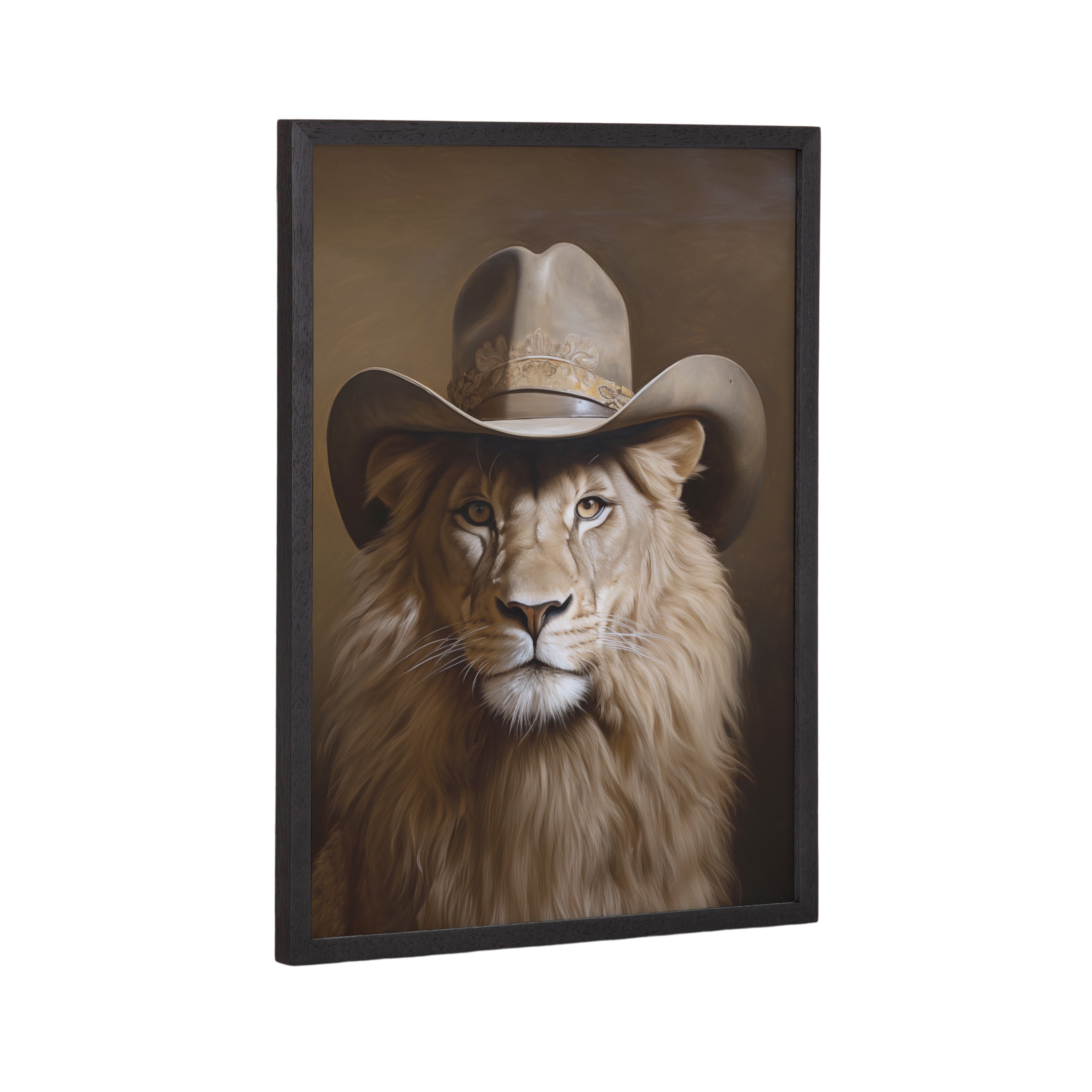 Gallery Lion Wearing a Western Cowboy Hat Print by The Creative Bunch Studio