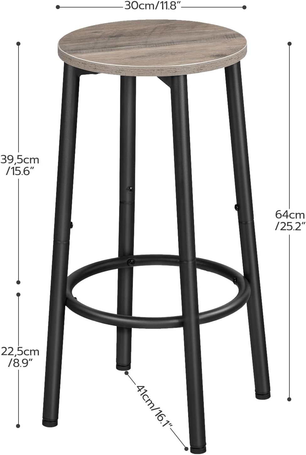 Greige Bar Stools Set Of 2 11.8 Inch Square Seats With Footrest