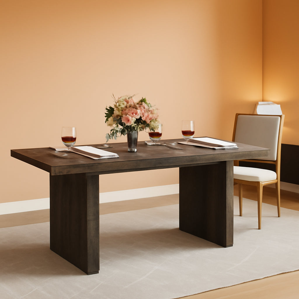 63 Inch Dark Gray Dining Table Farmhouse Rectangular